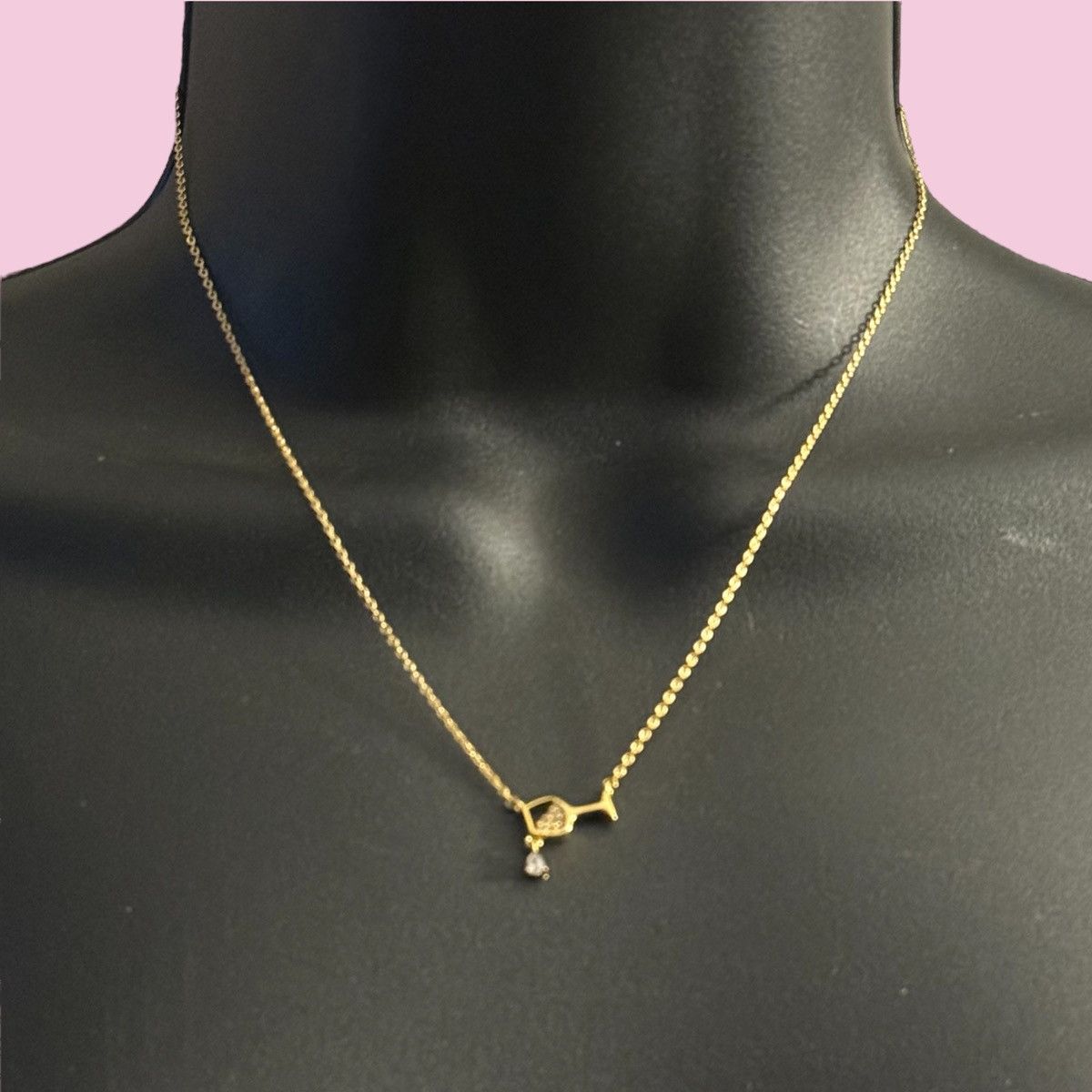 Other Secret Box 14K gold dipped CZ spilling of wine necklace Size ONE SIZE - 1 Thumbnail