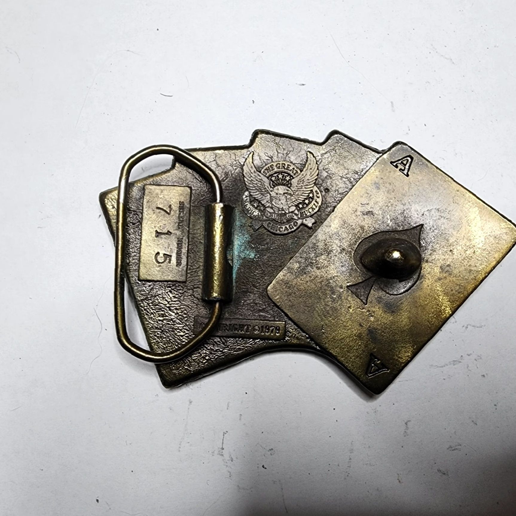 Vintage Vintage Royal Flush Cards Poker Brass Belt Buckle Size ONE SIZE - 3 Thumbnail