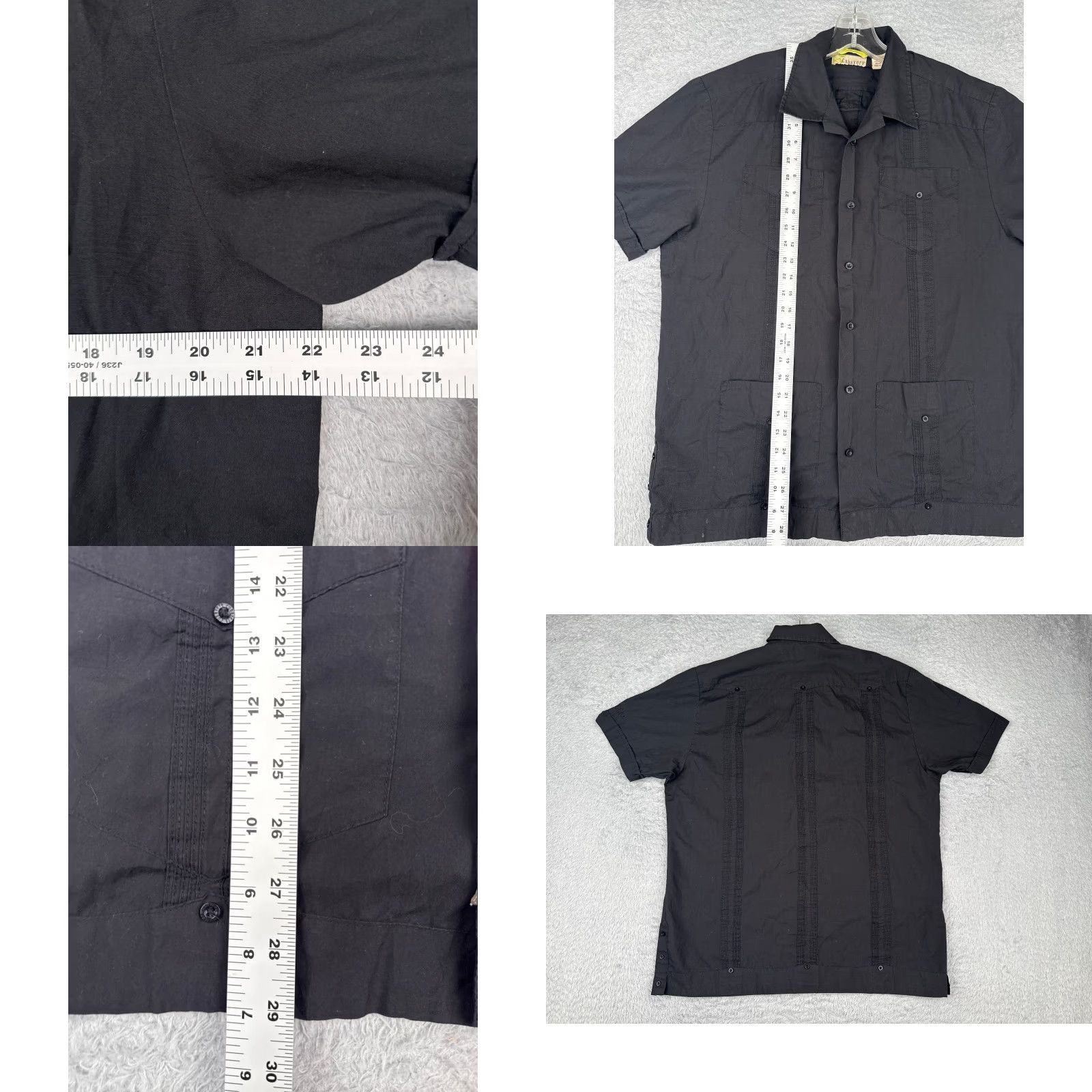 Cubavera Cubavera Guayabera Shirt Men M Black Button Up 4 Pocket Polyester Blend Size US M / EU 48-50 / 2 - 8 Thumbnail