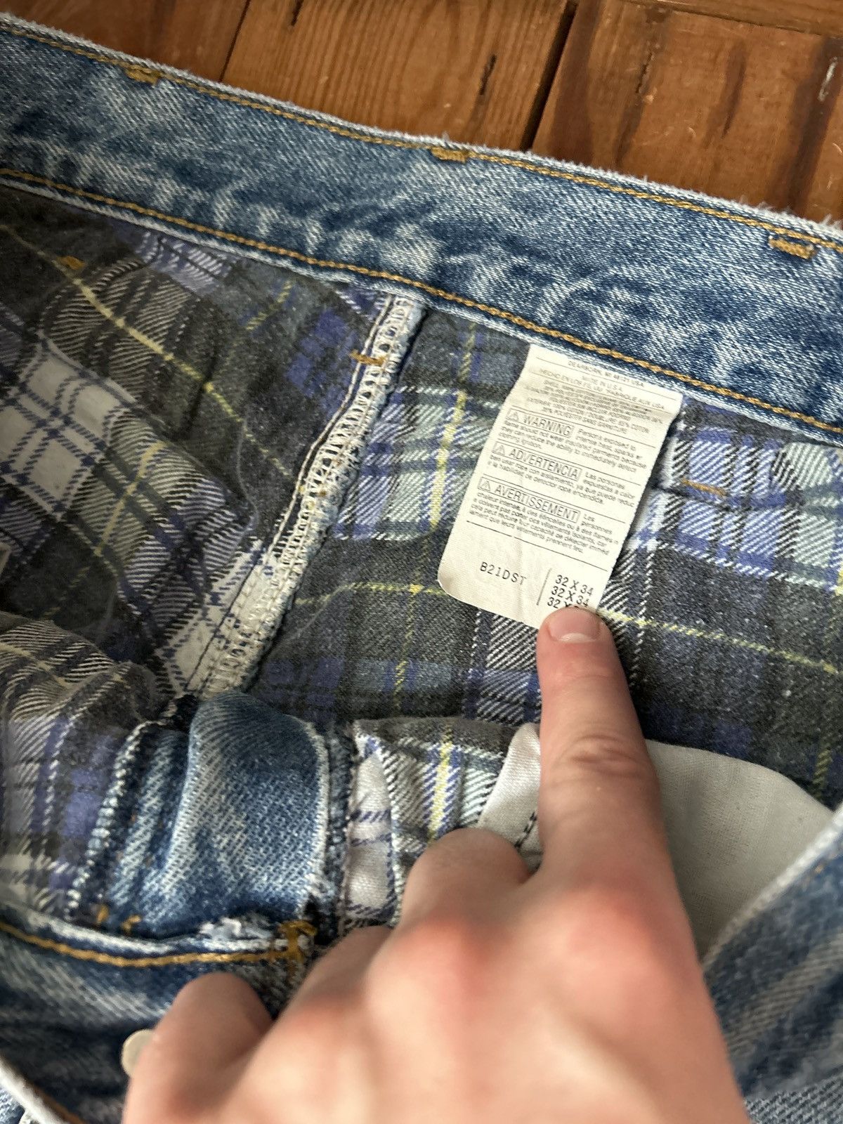 Carhartt × Vintage Vintage 90s Carhartt Flannel Lined Blue Denim Jeans Size US 32 / EU 48 - 3 Thumbnail