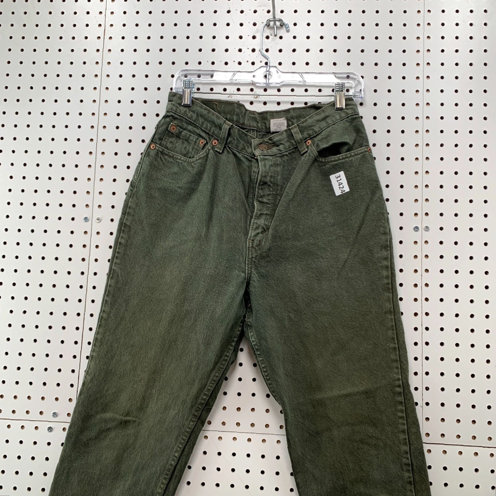 Levi's VINTAGE Levi's 513 Denim Jeans Womens Size 13 Olive Green Made USA Levis 513 Jeans 30x27 Size 34" / US 12 / IT 48 - 2 Thumbnail