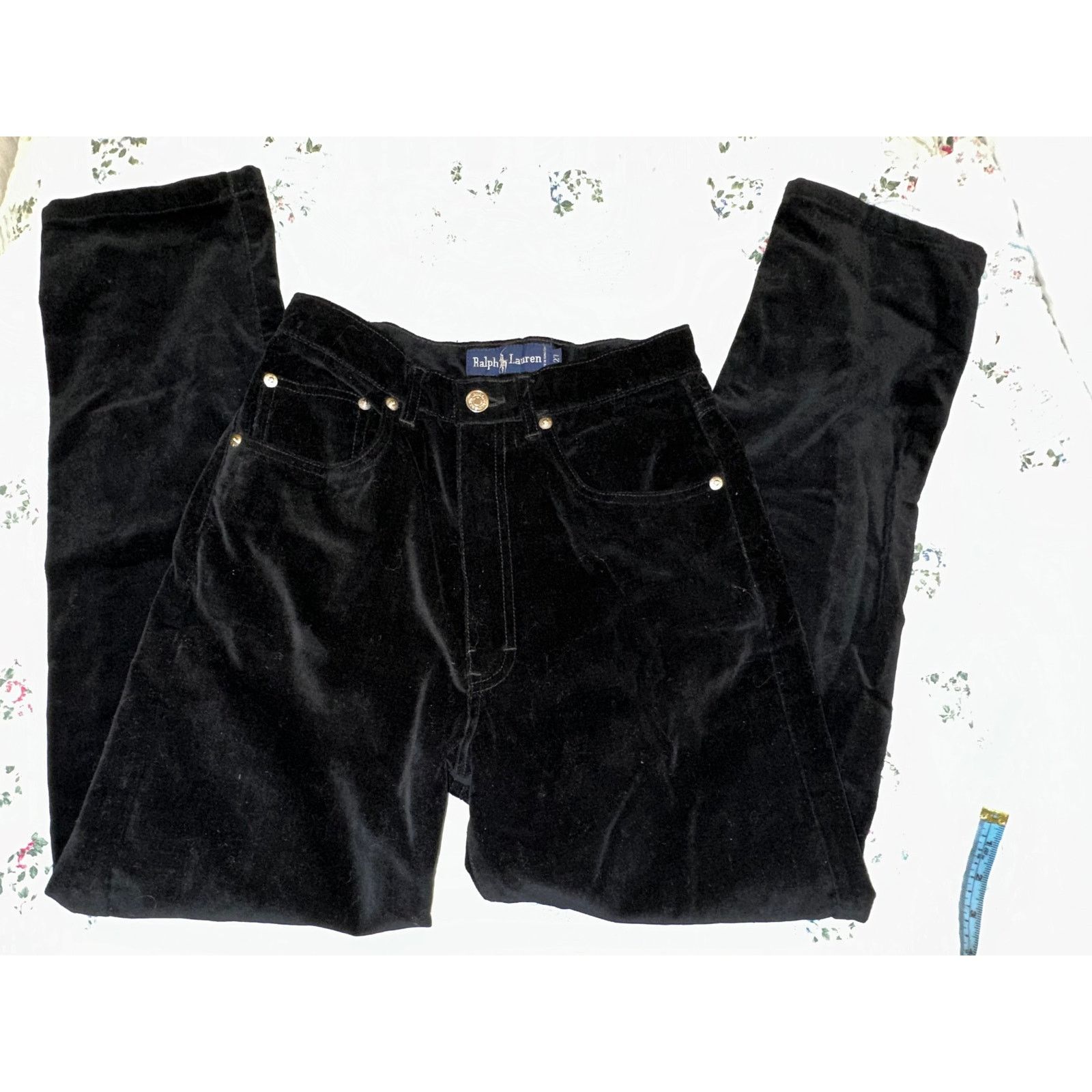 Ralph Lauren 80'S RALPH LAUREN BLACK COTTON VELVET HIGH WAISTED JEANS 27 Size 27" / US 4 / IT 40 - 1 Thumbnail