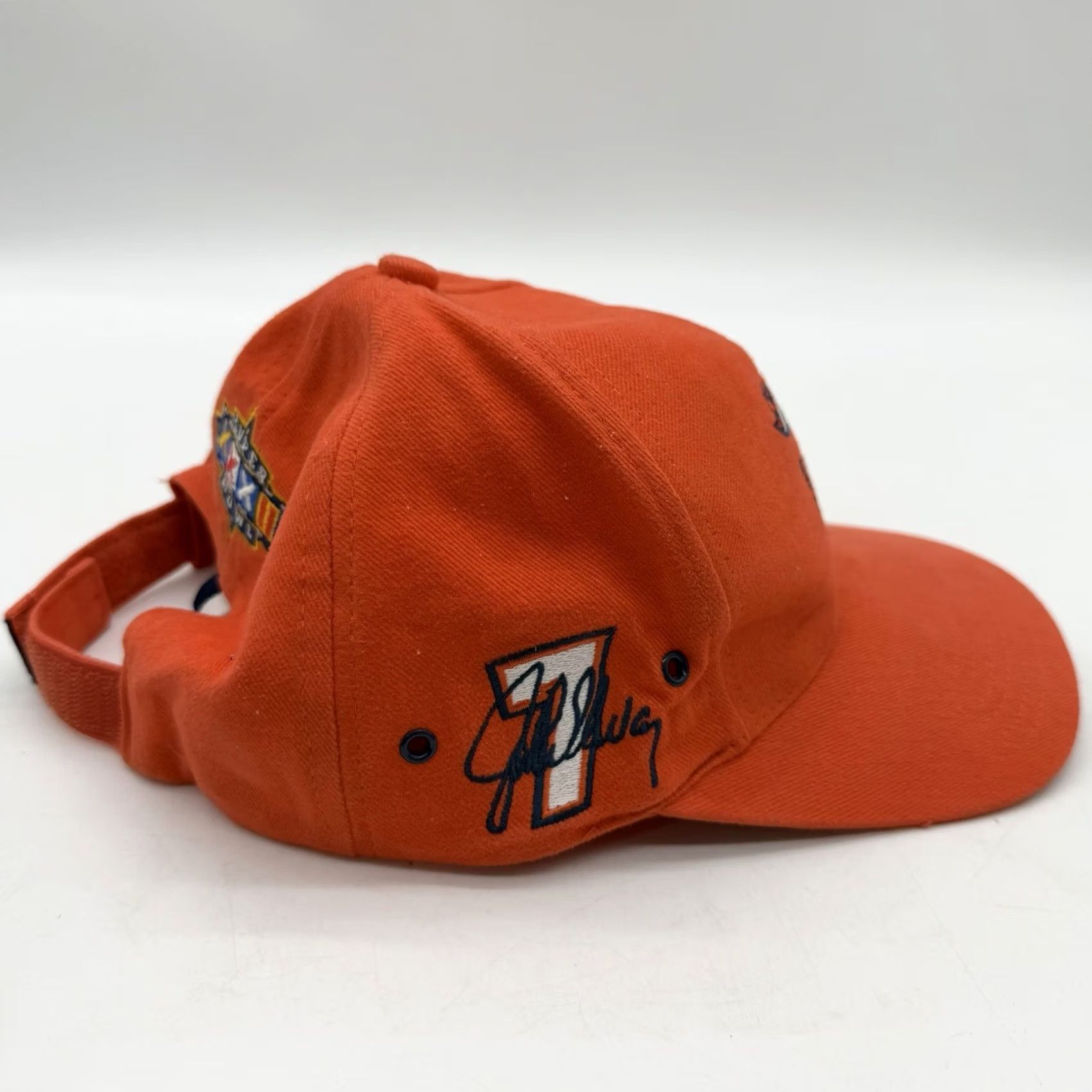 Logo Athletic VINTAGE Denver Broncos Strapback NFL Logo Athletics Cap Hat Orange John Elway Unisex Adults Adjustable Cotton Blend Baseball Cap Mens Size ONE SIZE - 4 Thumbnail