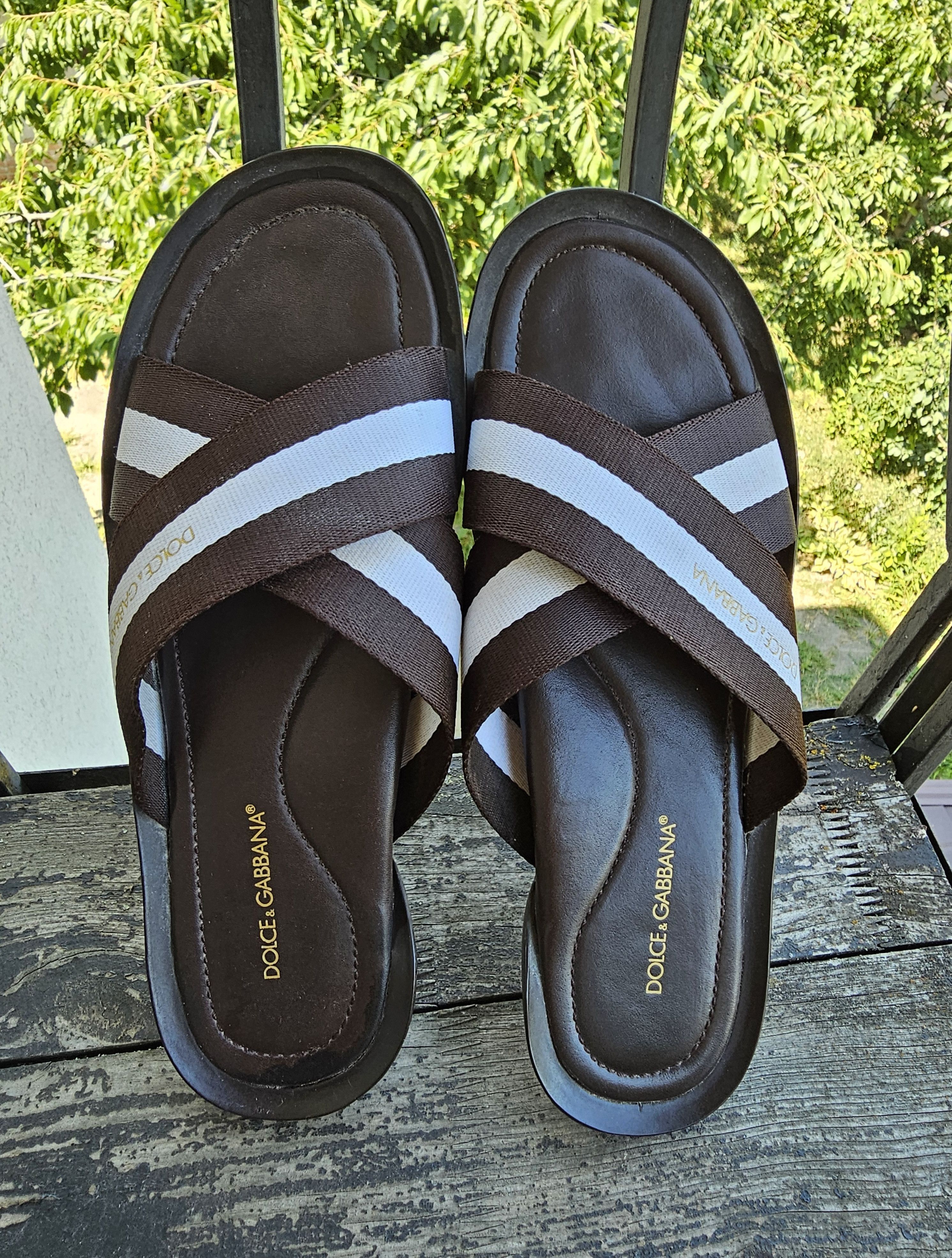 Avant Garde x Dolce Gabbana Vintage Archive Leather Flip Flops Shoes in Brown (Size 10)