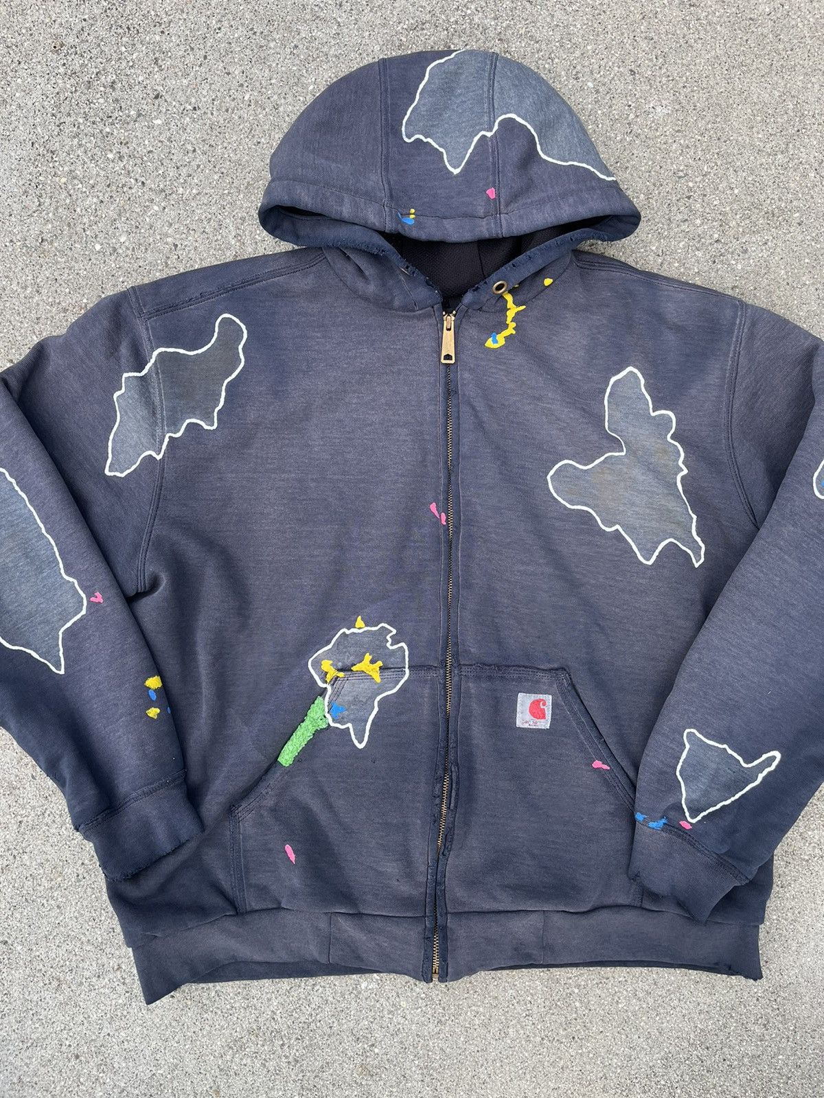 Carhartt Vintage Carhartt Zip Up Hoodie Sun Fade Distressed Thermal Size US L / EU 52-54 / 3 - 9 Thumbnail