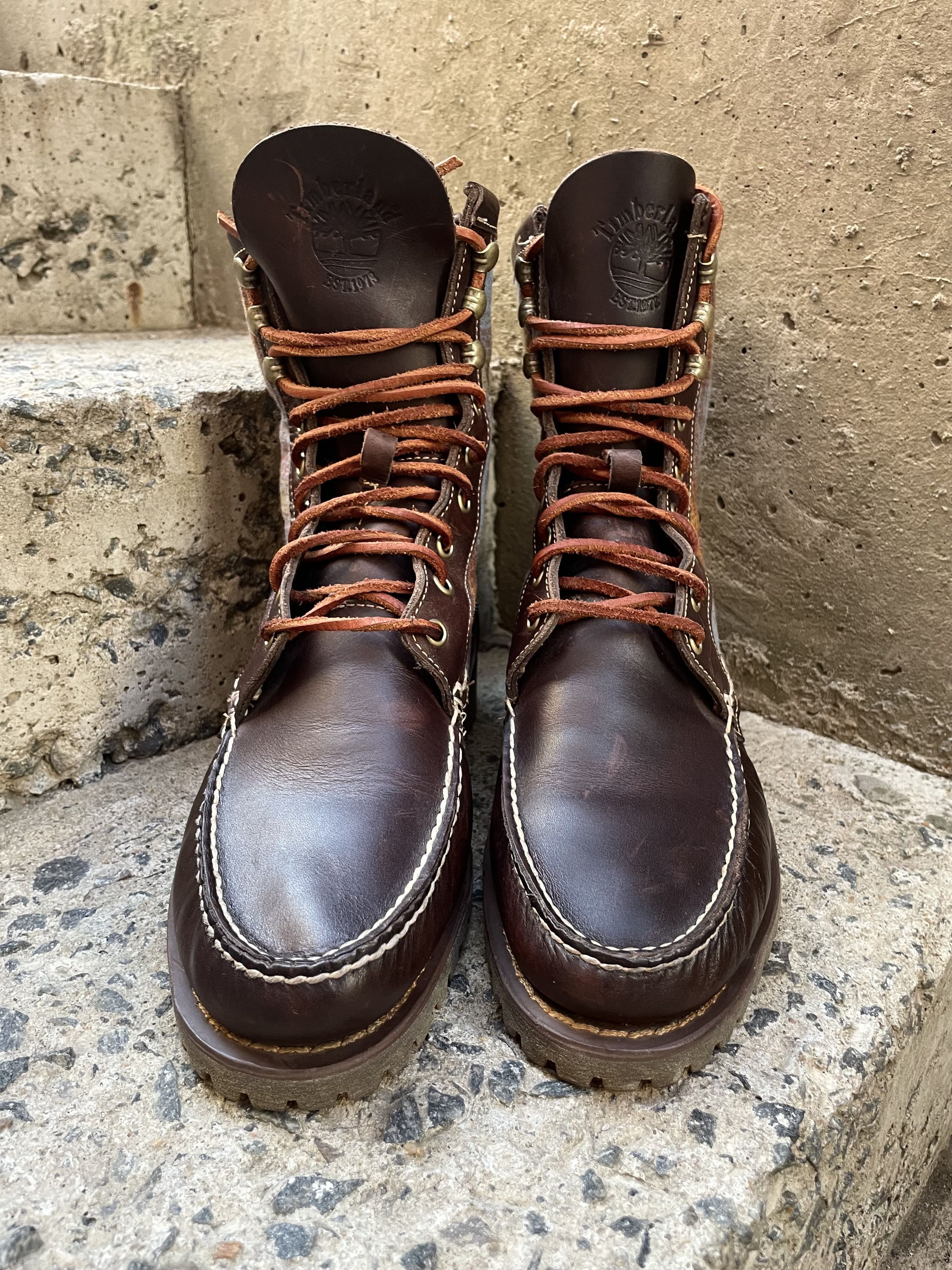 Timberland × Vintage Rare Timberland brown leather canvas derby boots Size US 9 / EU 42 - 4 Thumbnail