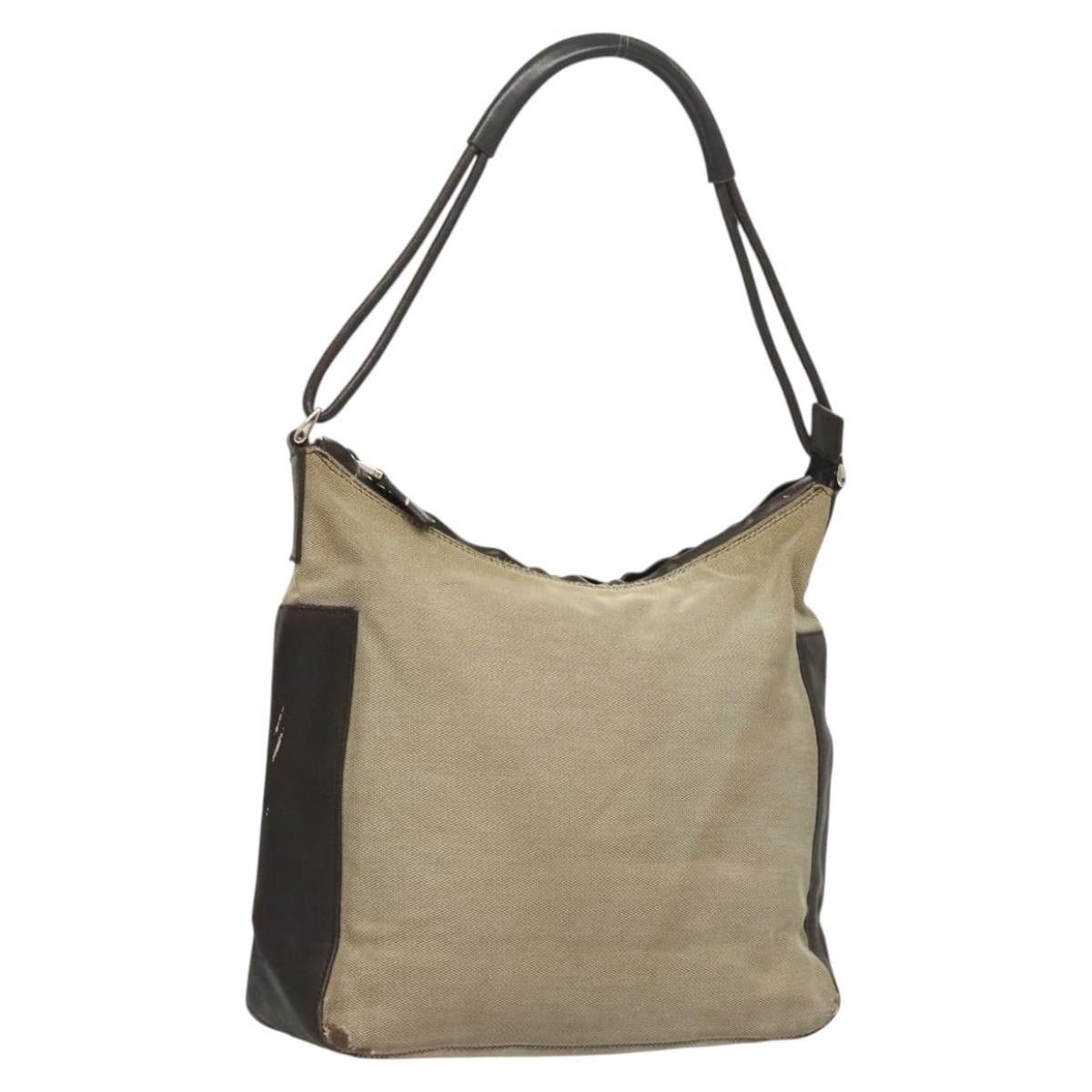 GUCCI Shoulder Bag Canvas Gray Silver