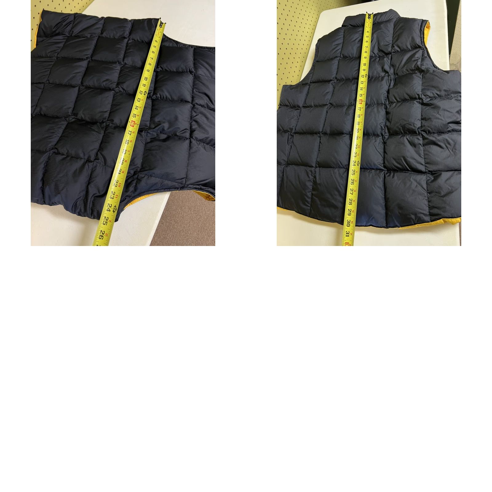 Lands' End VINTAGE? No; but Lands' End Down Vest XL Mens Blue Yellow Reversible Quilted Puffer Zip Short Sleeve? Size US XL / EU 56 / 4 - 8 Thumbnail
