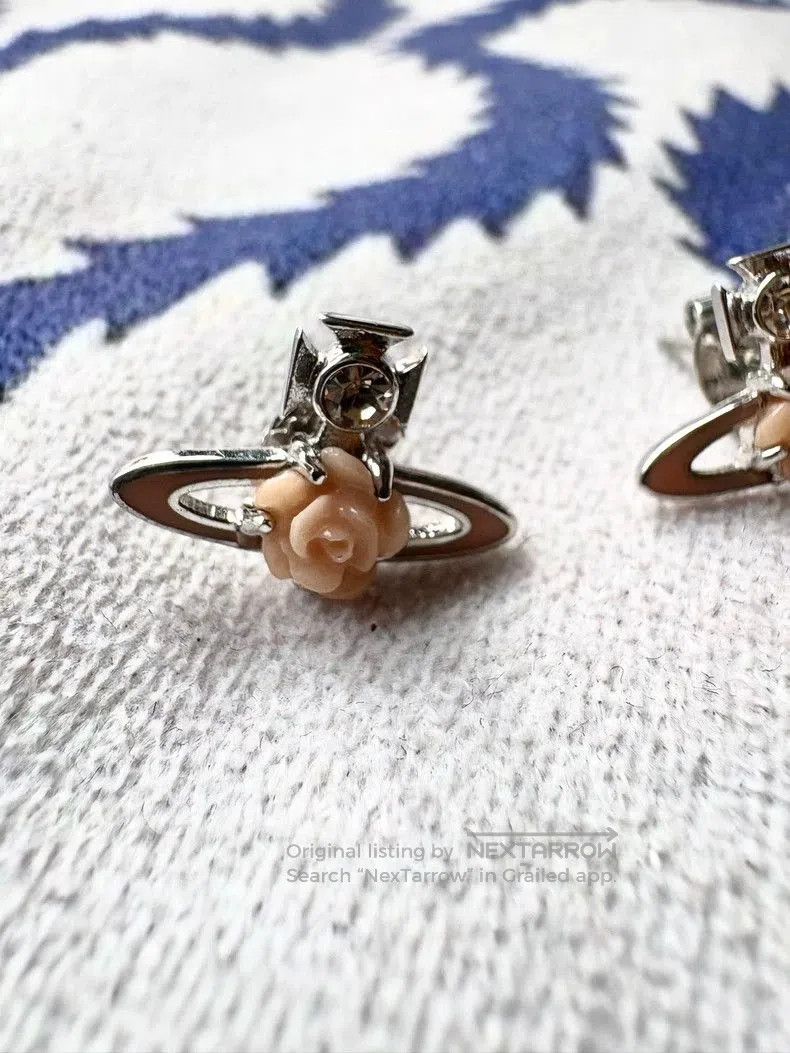 Vivienne Westwood Vivienne Westwood Pink Saturn Rose Earrings. Size ONE SIZE - 2 Thumbnail