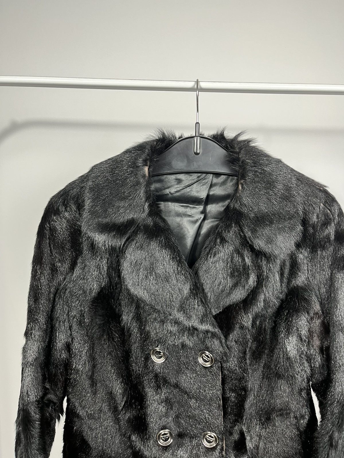 Other Vintage Black Real Fur Coat Multi Button Jacket Winter Size S / US 4 / IT 40 - 2 Thumbnail