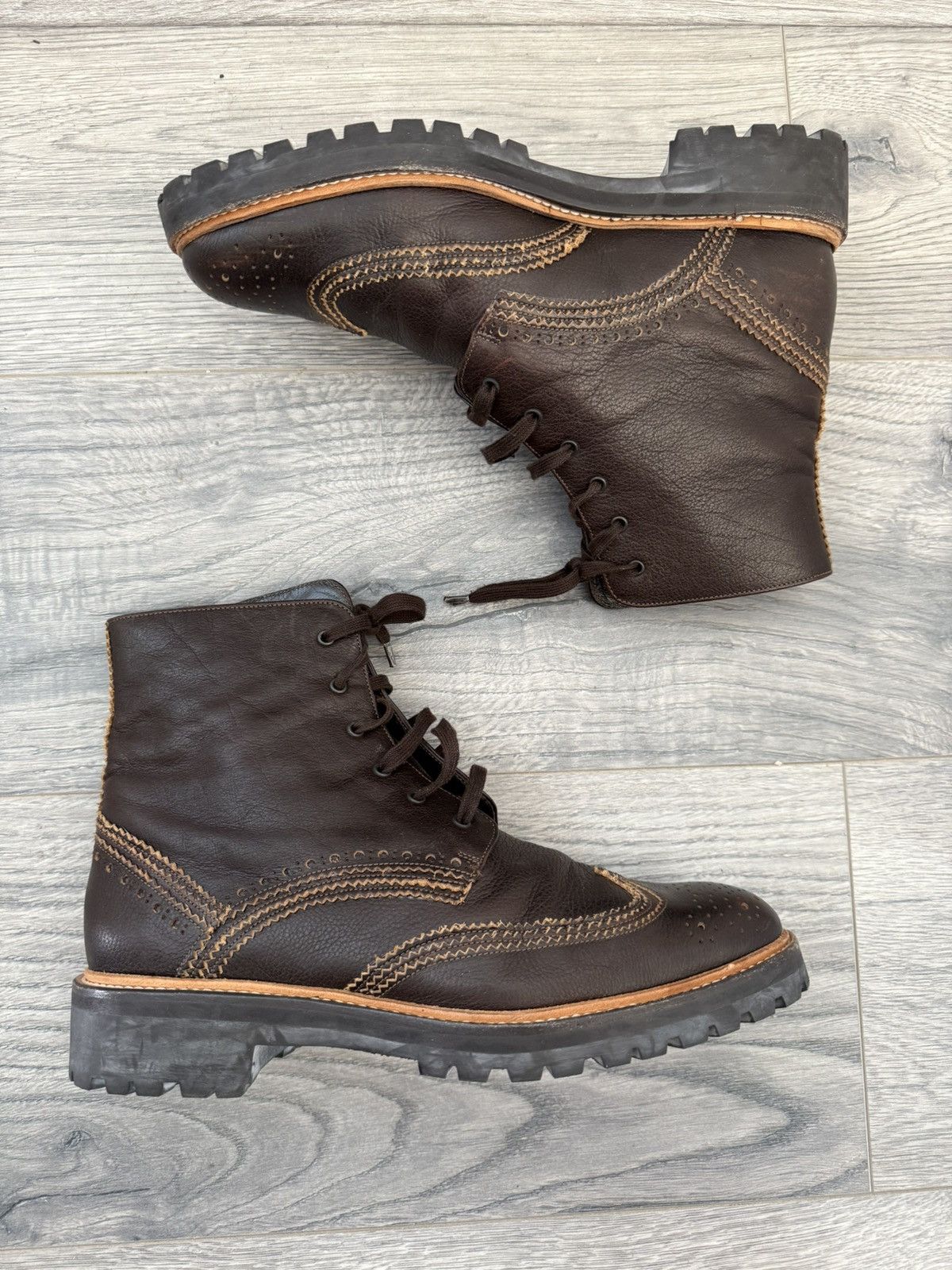 Givenchy Brown Brogue Combat Boots with Lug Sole Size US 7 / EU 40 - 2 Thumbnail