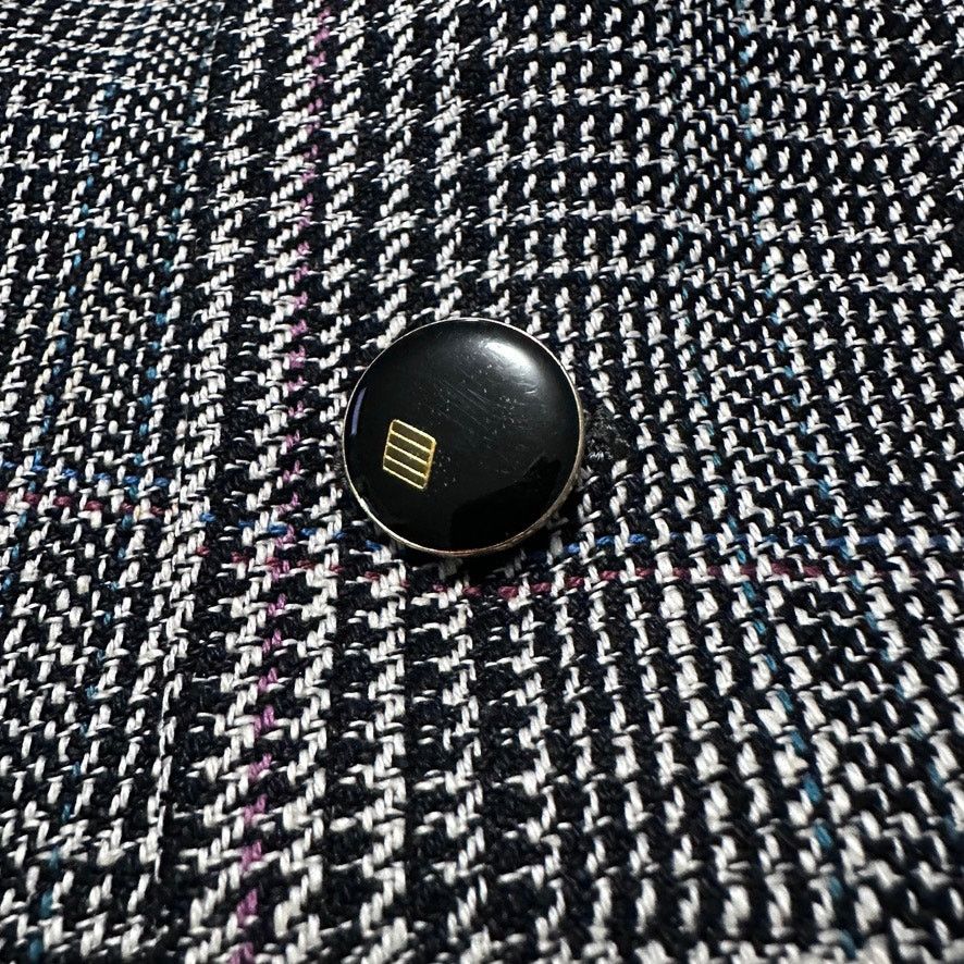 Vintage Vintage black and white glen check plaid silk blazer Size 46R - 4 Thumbnail