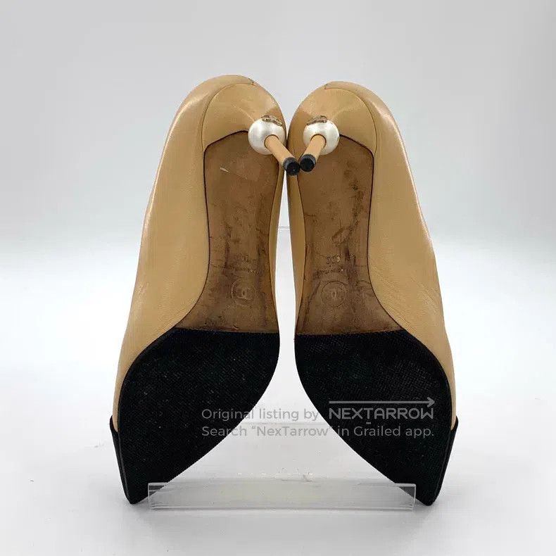 Chanel Chanel Light brown pointed leather pearl thin heel high he Size US 7.5 / IT 37.5 - 5 Thumbnail