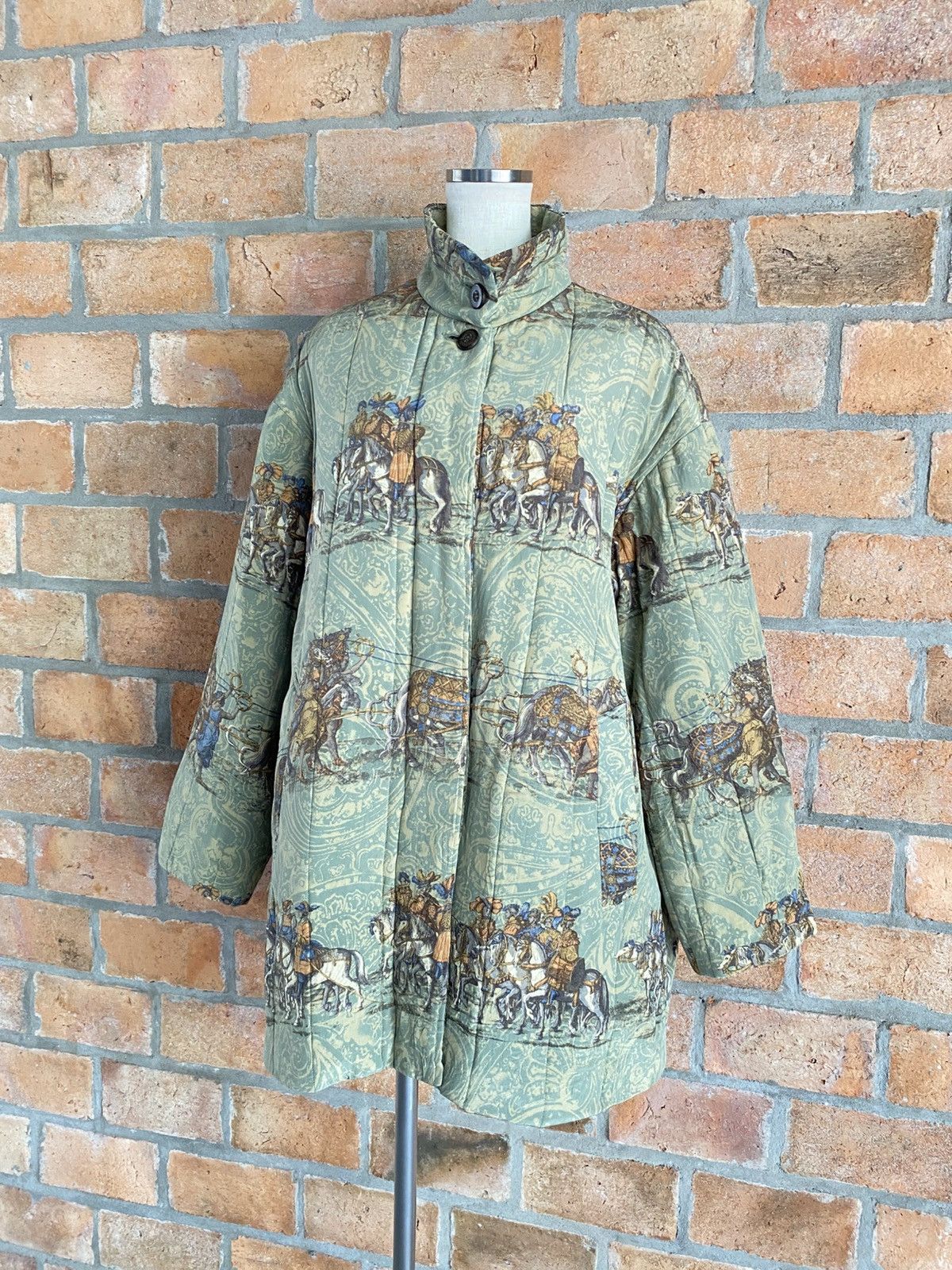 Burberry Burberrys Oversized Green Coat with Classic Print. Size ONE SIZE - 13 Thumbnail