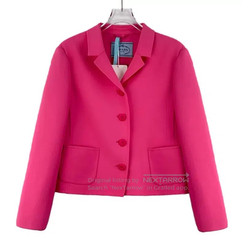 Prada Pink lapel cotton single-breasted suit jacket