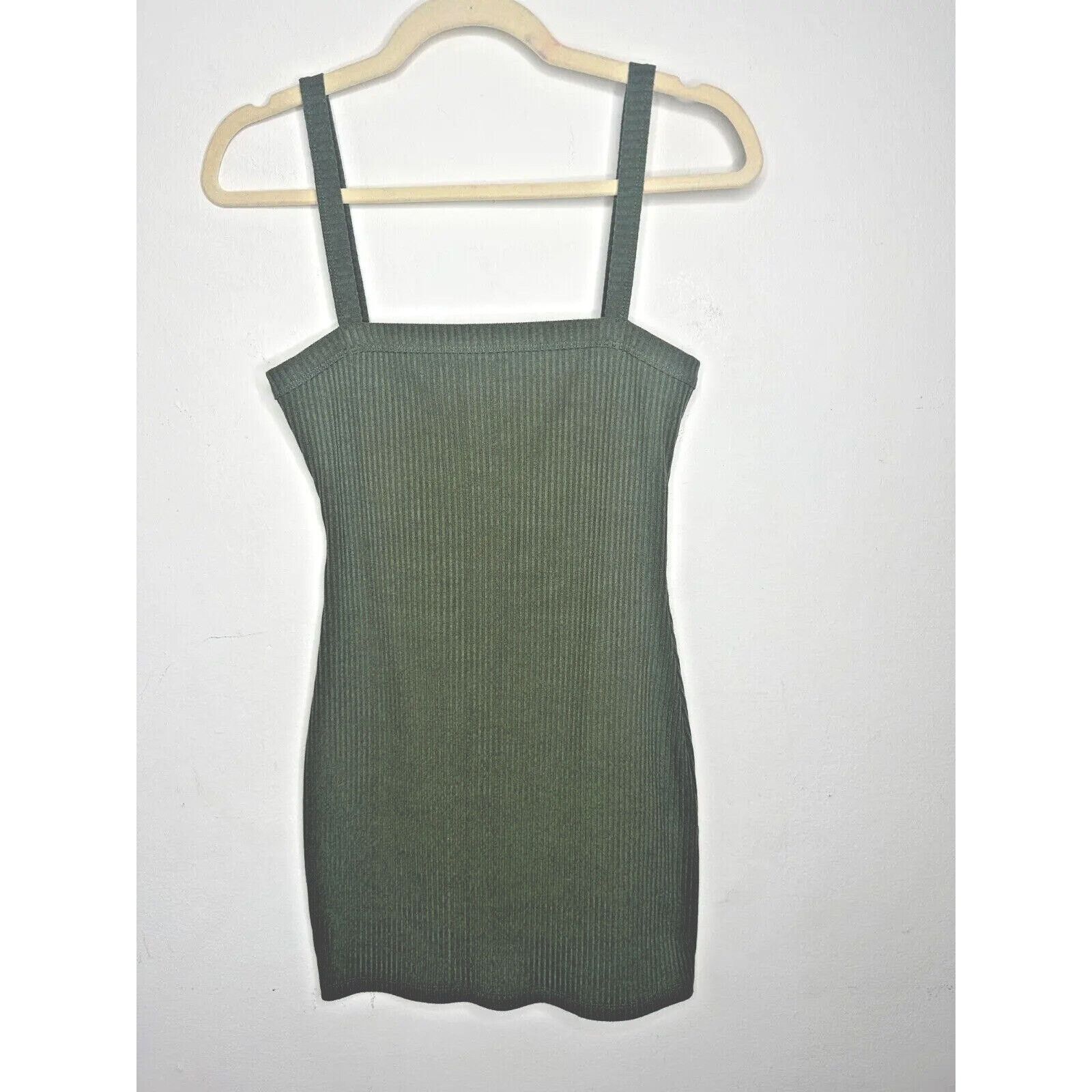 Other Lovers & Friends Olive Square Neck Rib Knit Bodycon Mini S Size S / US 4 / IT 40 - 1 Thumbnail
