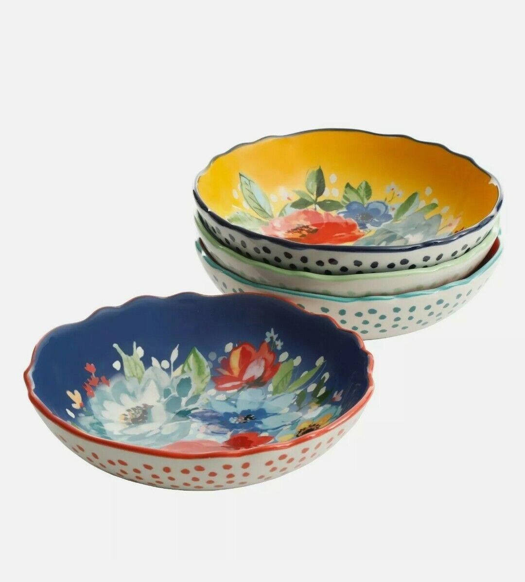 Designer Pioneer Woman Melody 4-Piece Pasta Bowl Set 7.5in D Size ONE SIZE - 1 Thumbnail