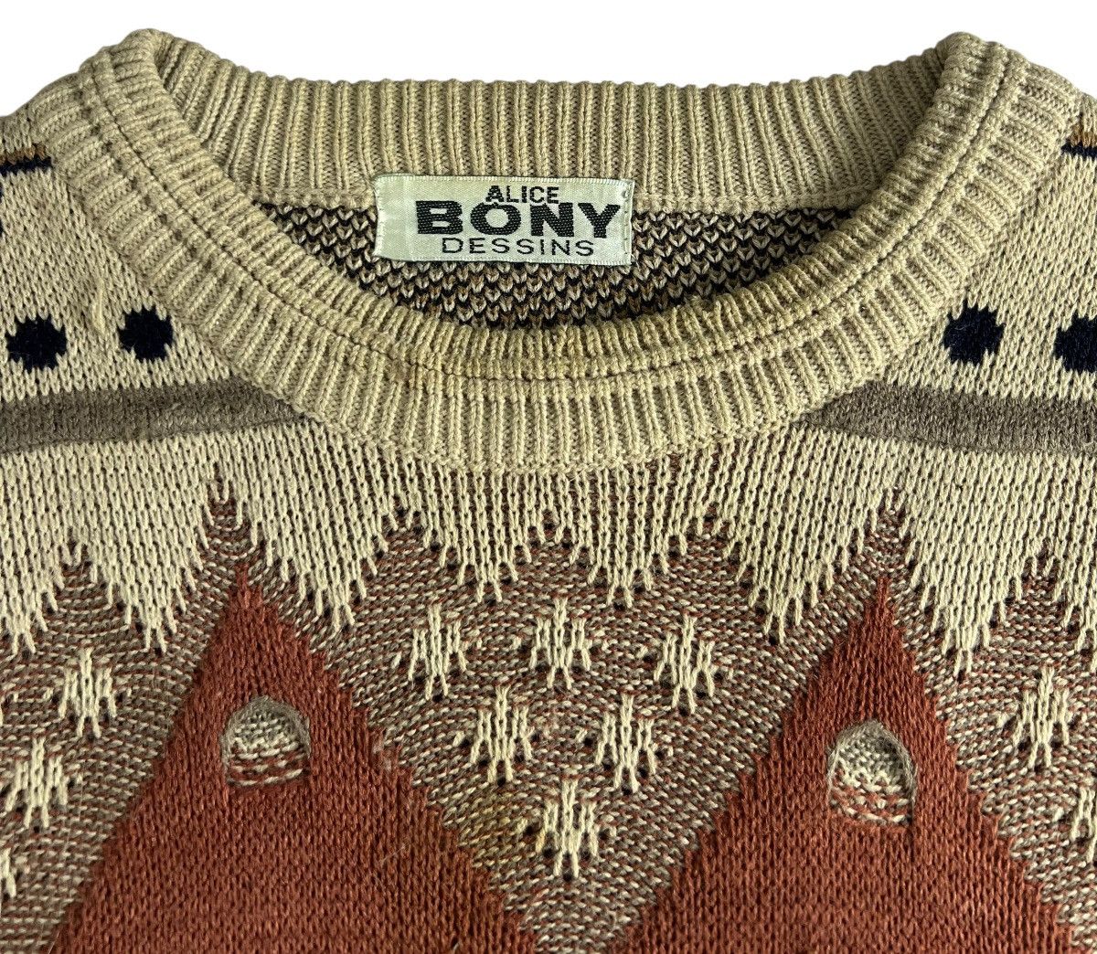 Vintage Vintage Alice Bony Dessins Geometric Knit Sweater 90s Size XS / US 0-2 / IT 36-38 - 9 Thumbnail
