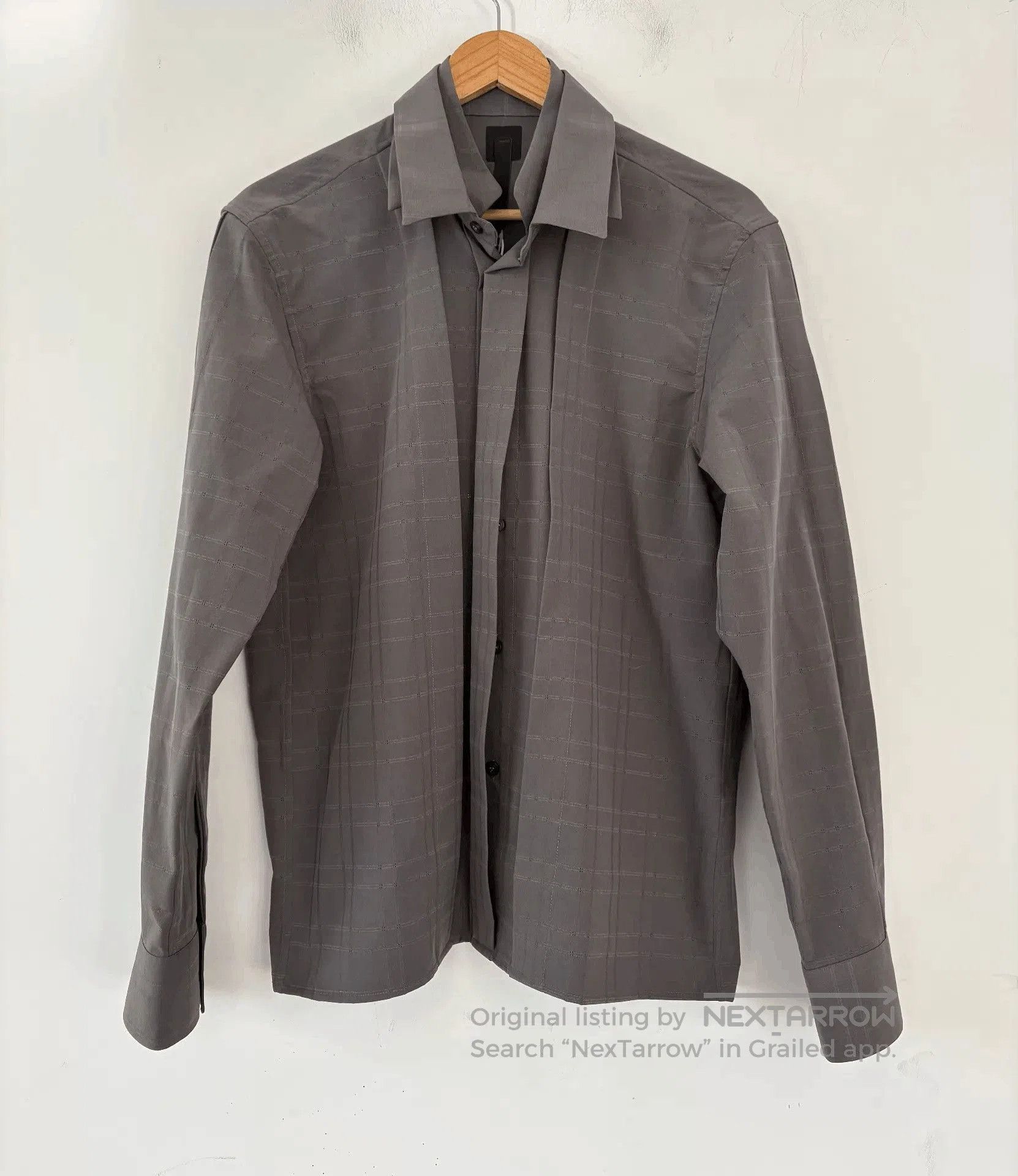 _J.L-A.L_ Gray Check Pattern Long Sleeve Button Up Shirt. Size US M / EU 48-50 / 2 - 1 Thumbnail