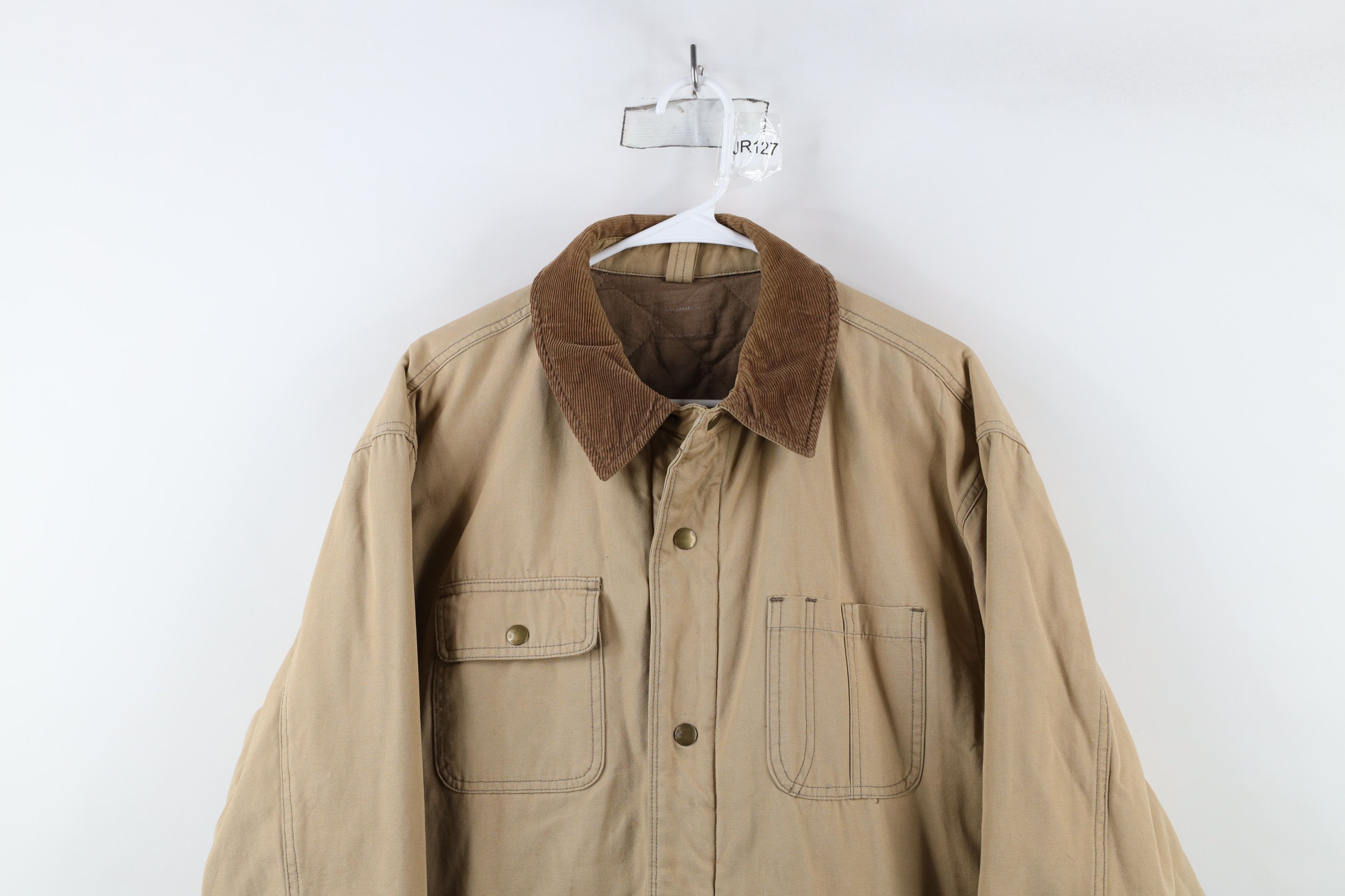 Vintage Vintage 90s Streetwear Corduroy Quilted Chore Jacket Beige Size US XXL / EU 58 / 5 - 2 Thumbnail