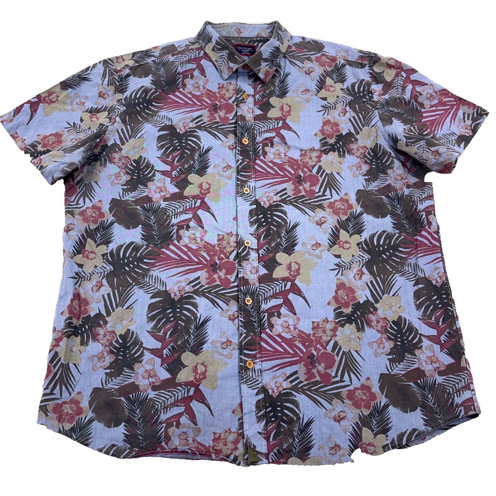 UNTUCKit UNTUCKit Shirt Men 2XL Blue Floral Hawaiian Button Up Slim Fit Camp Beach Shirt Size US XXL / EU 58 / 5 - 2 Thumbnail