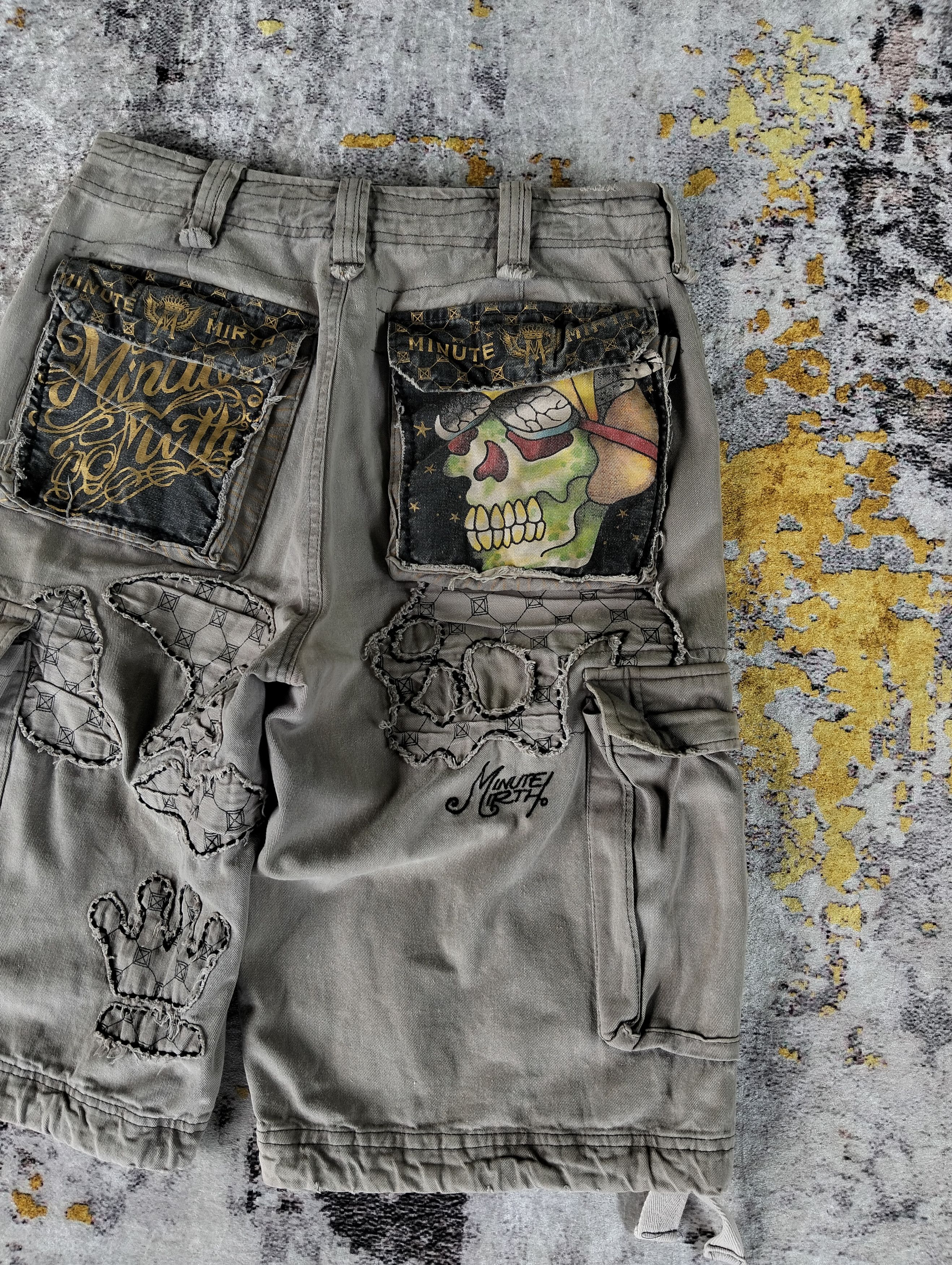 Hysteric Glamour Minute Mirth Skull Tattoo Embroidered Jorts Cargo Shorts Size US 29 - 7 Thumbnail