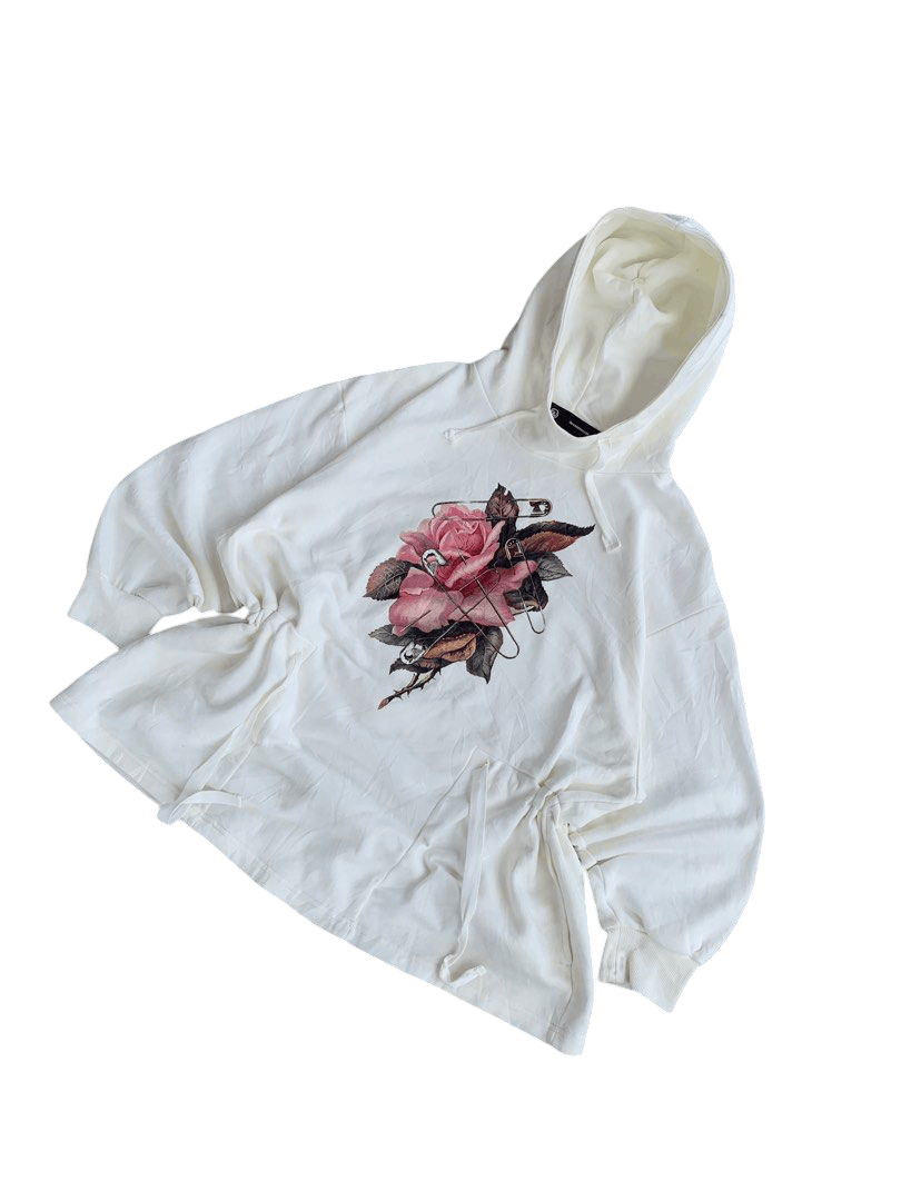 GU GU X Undercover Safety Pin Rose White Hoodie Size US XL / EU 56 / 4 - 5 Thumbnail