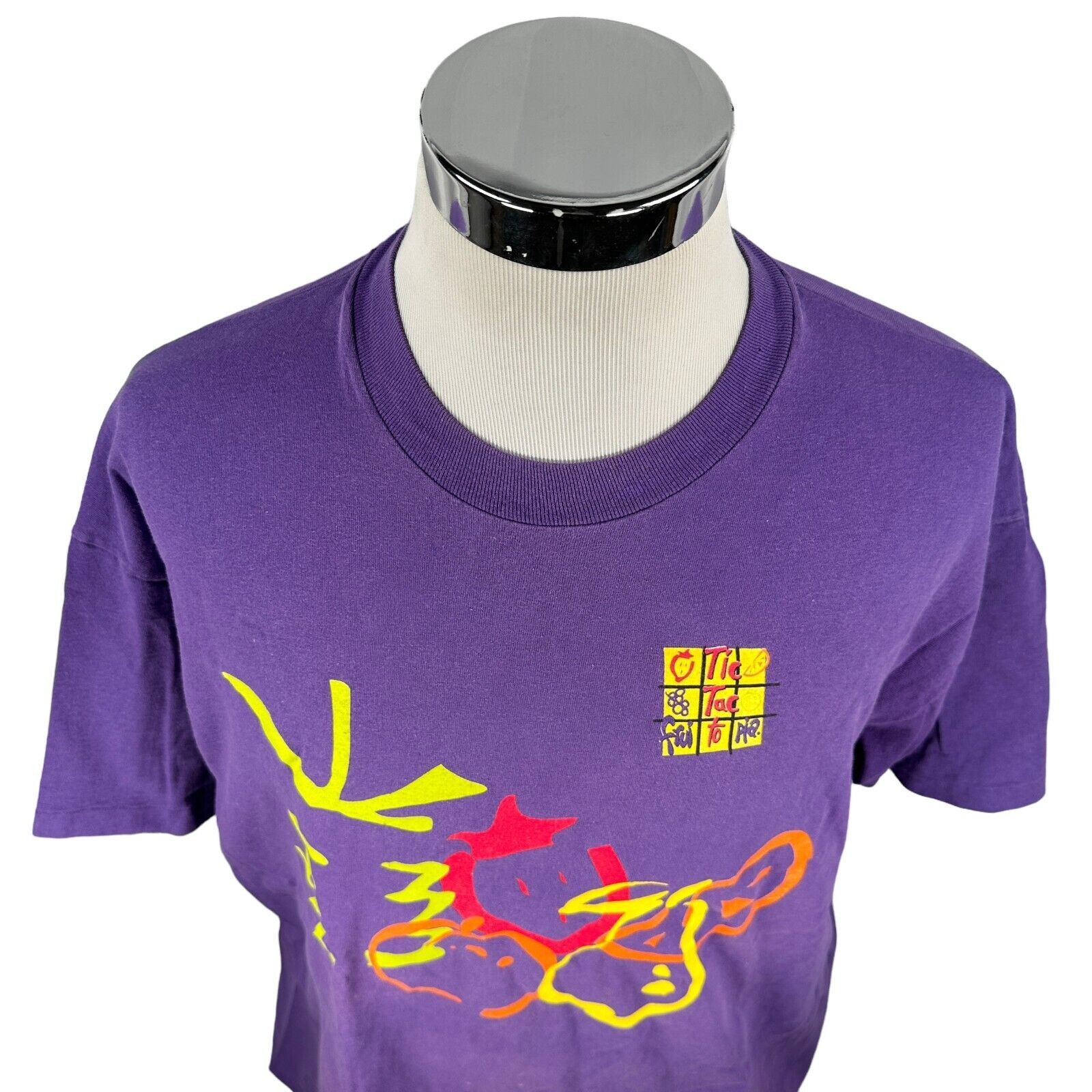 Hanes Vintage Frutopia Tic Tac Toe T-Shirt XL Purple Crew Neck 90s Size US XL / EU 56 / 4 - 2 Thumbnail