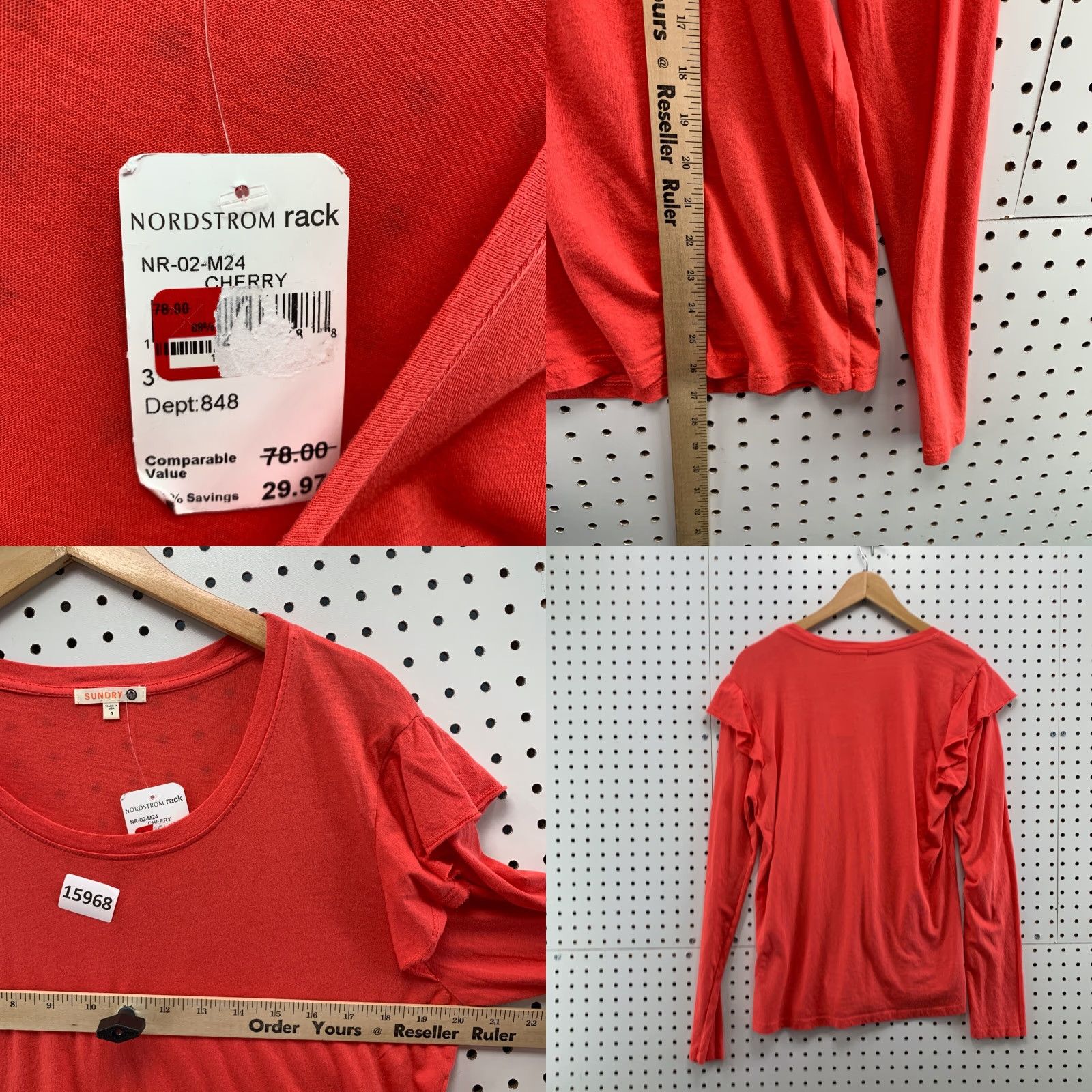 Sundry Sundry Women’s T-Shirt Long Sleeve Ruffle Cherry Red 3 Adult Womens NWT Size 3 Size XS / US 0-2 / IT 36-38 - 8 Thumbnail