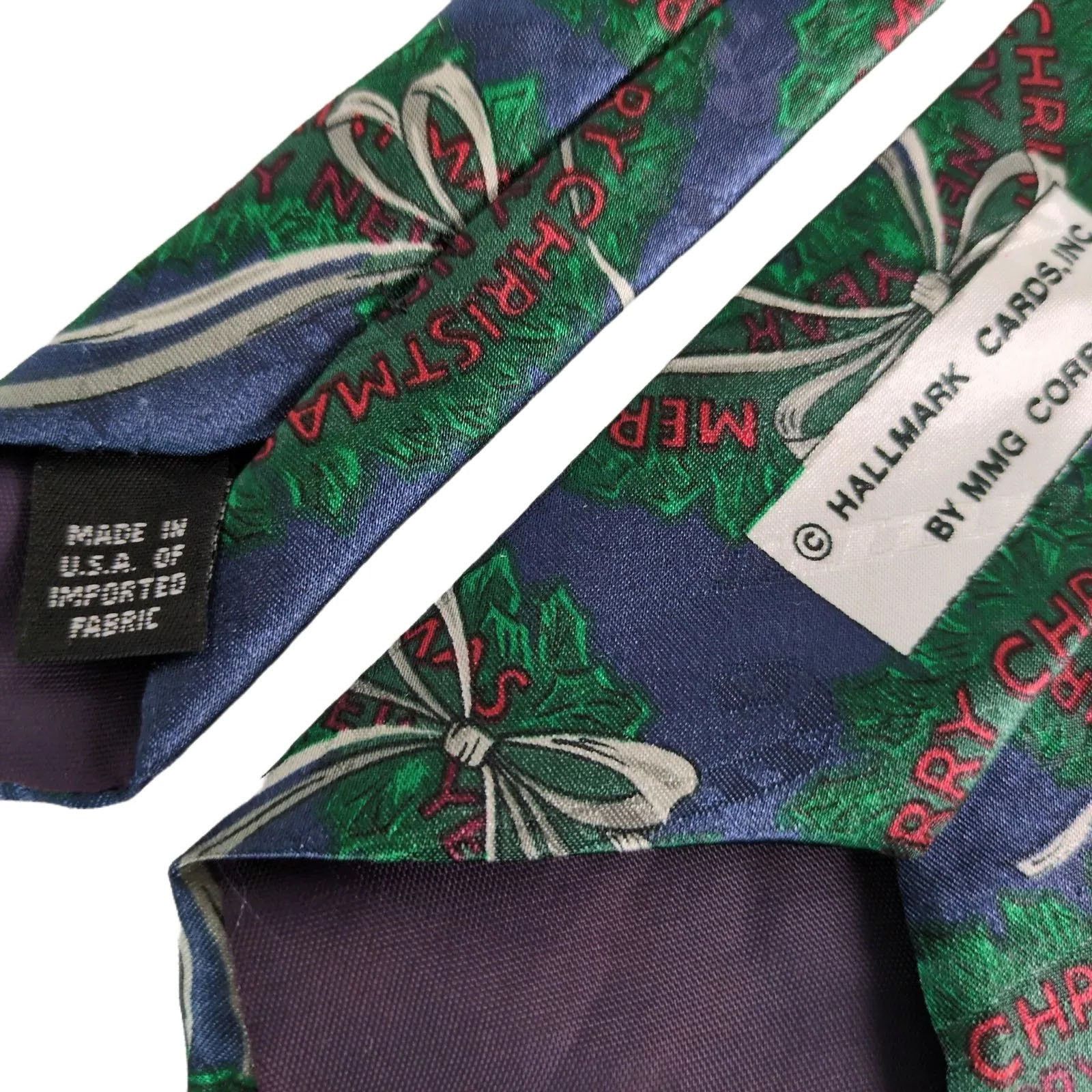 Vintage Hallmark Men's Christmas Wreath Satin Neck Tie SpecialTies Size ONE SIZE - 4 Thumbnail