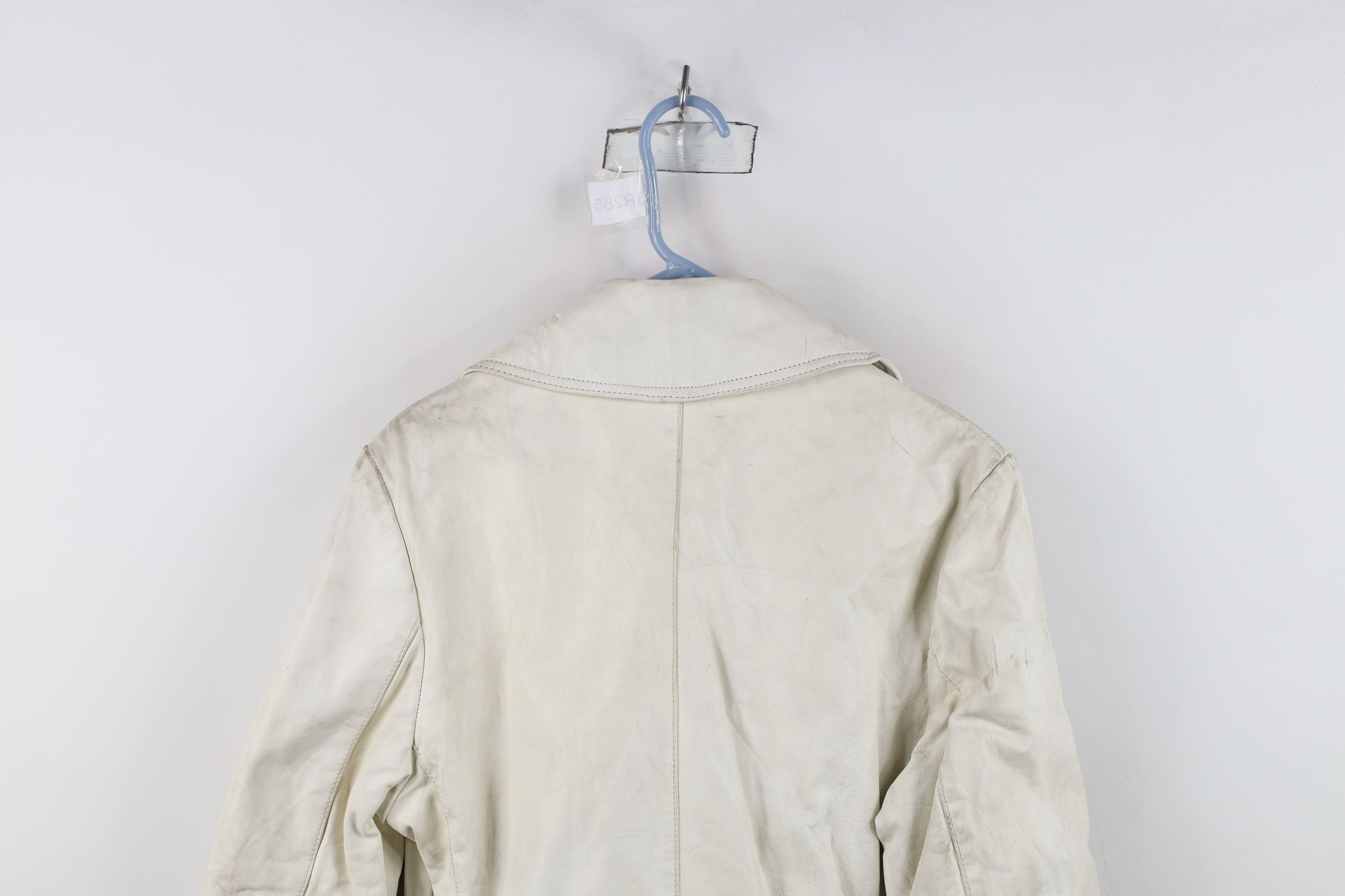 Vintage Vintage 70s Streetwear Leather Trench Coat Jacket White Size US L / EU 52-54 / 3 - 15 Thumbnail
