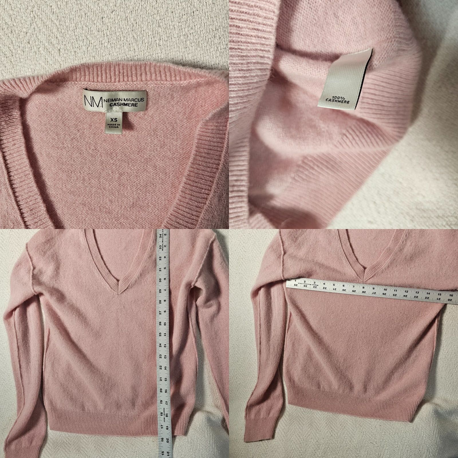 Neiman Marcus VINTAGE Neiman Marcus Cashmere Sweater XS Pink V-Neck Long Sleeve Casual Womens Size XS / US 0-2 / IT 36-38 - 8 Thumbnail