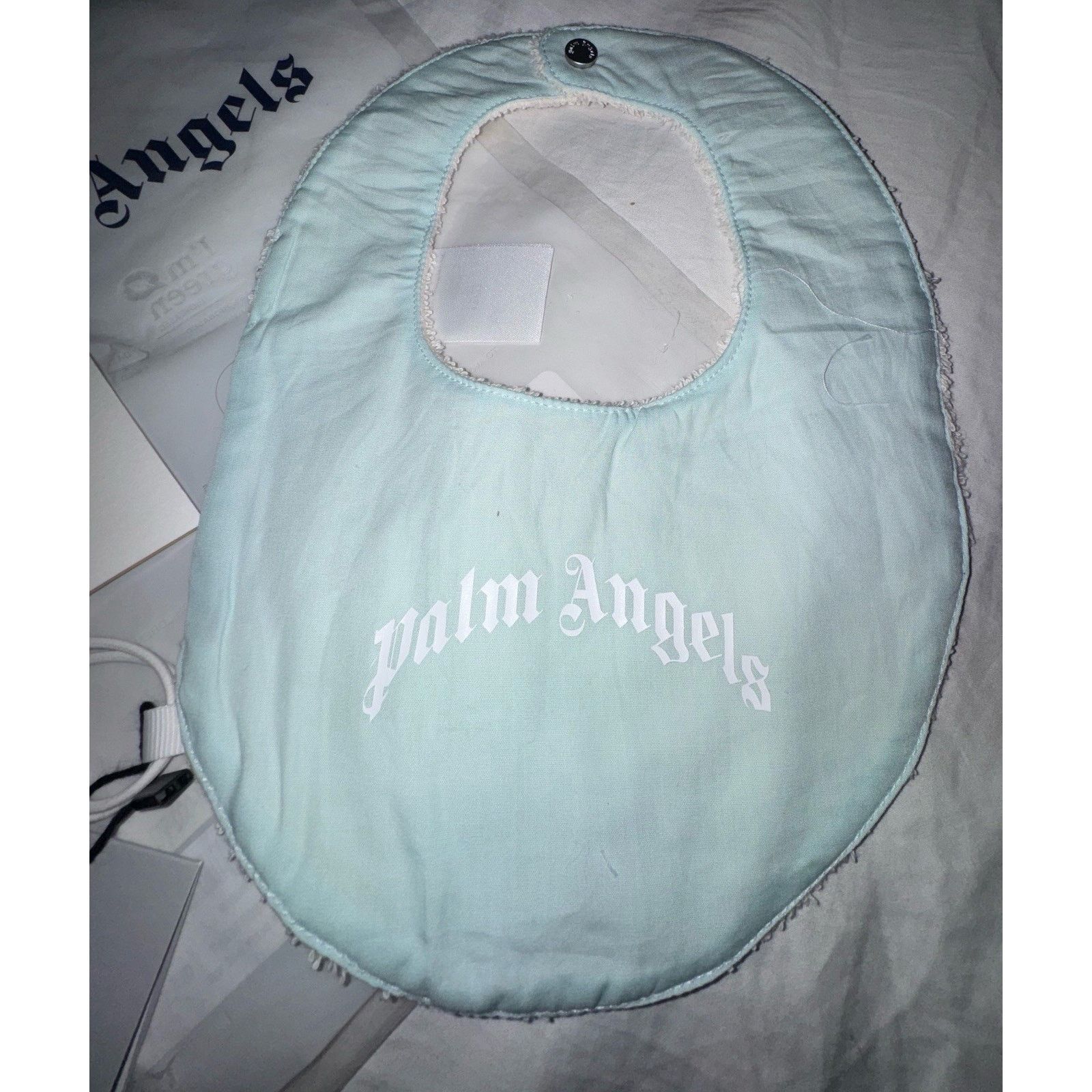 Palm Angels Palm Angels Baby Bib Baby Blue Logo Terry Cloth OS NWT Italy Size ONE SIZE - 2 Thumbnail