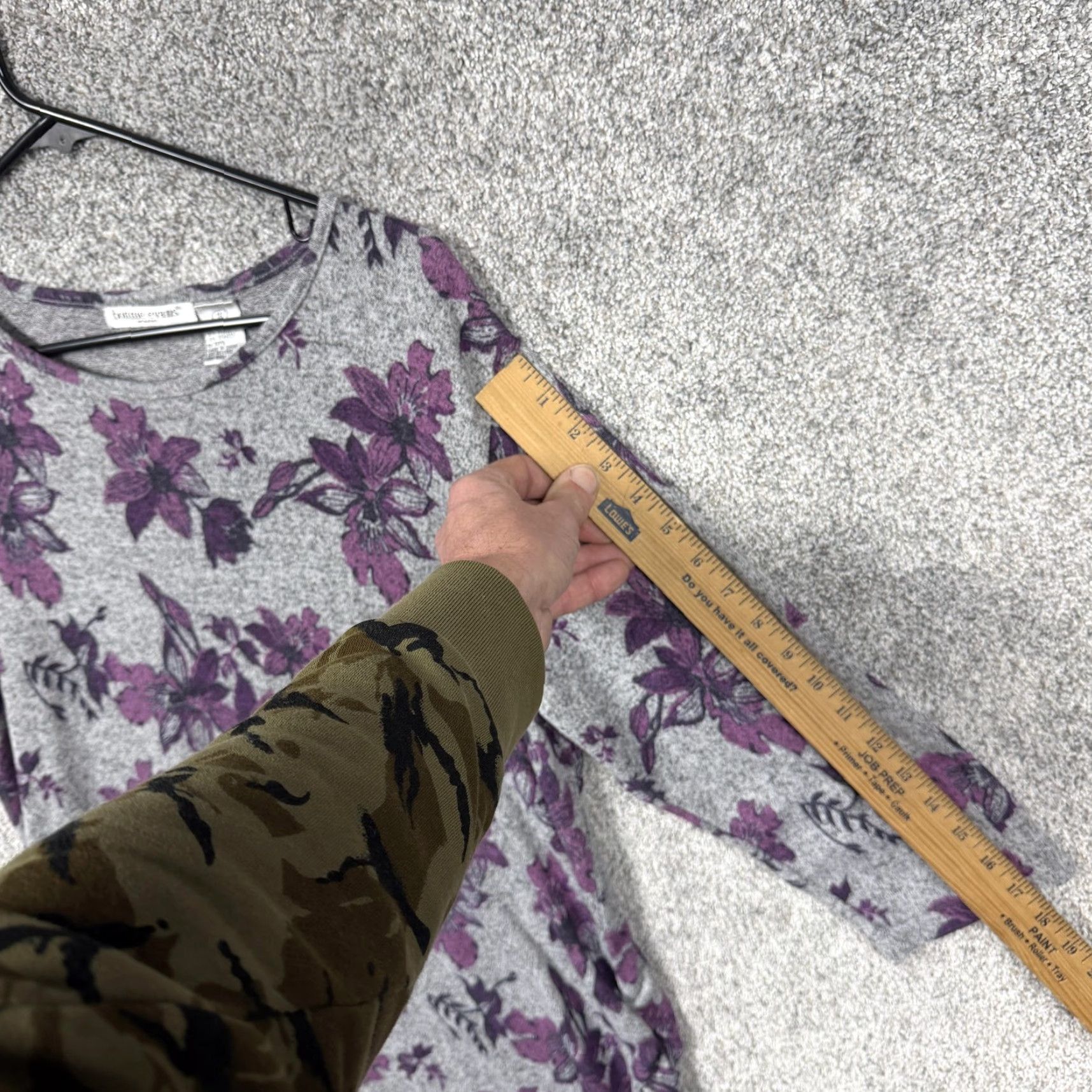 Vintage VINTAGE Bonnie Evans Blouse Womens 1X Gray Purple Floral 3/4 Sleeve Scoop Neck Boho Y2K Size XL / US 12-14 / IT 48-50 - 3 Thumbnail