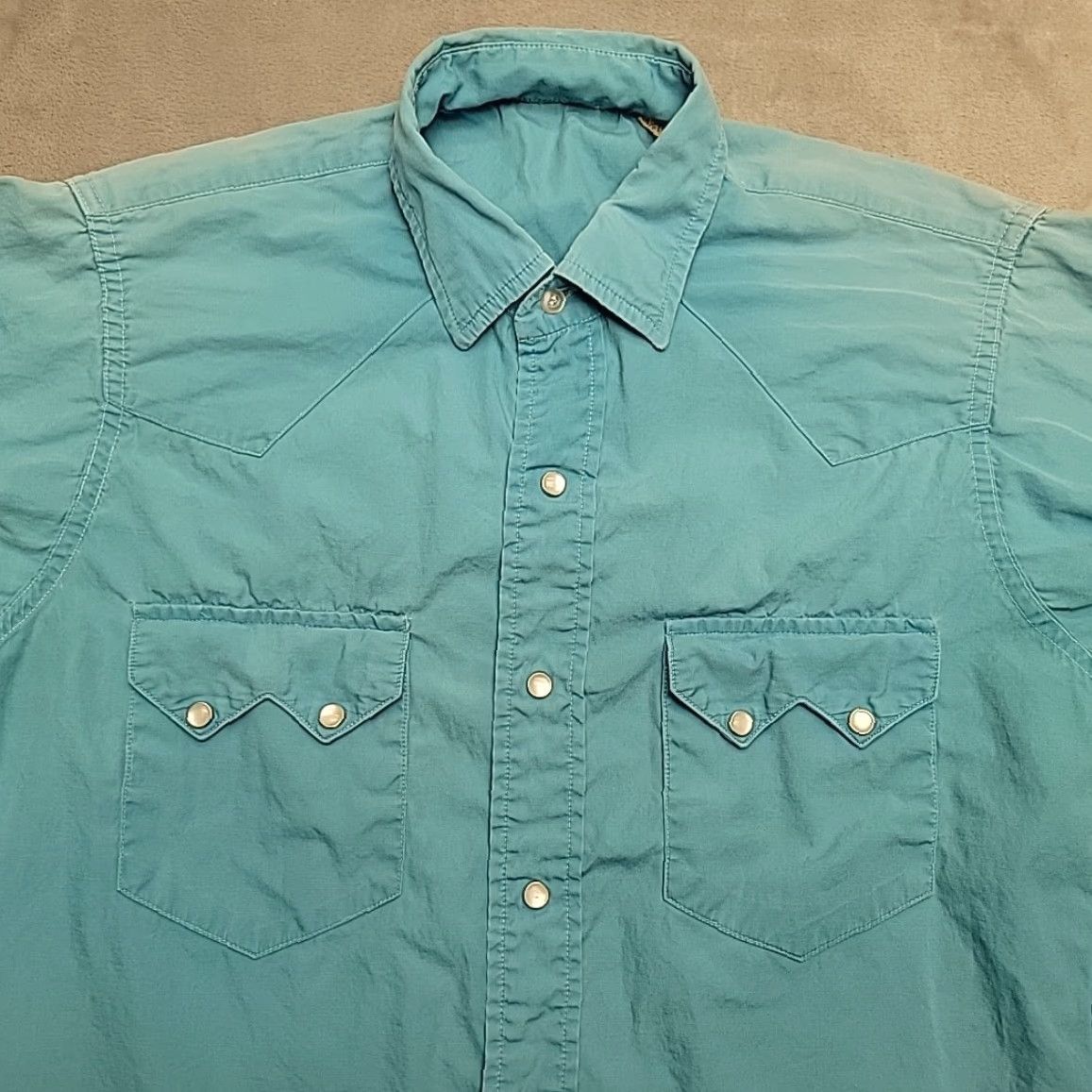 Vintage VINTAGE Western Pearl Snap Shirt Men 14.5 Teal Long Sleeve Sawtooth Pocket Yoked Size US M / EU 48-50 / 2 - 4 Thumbnail