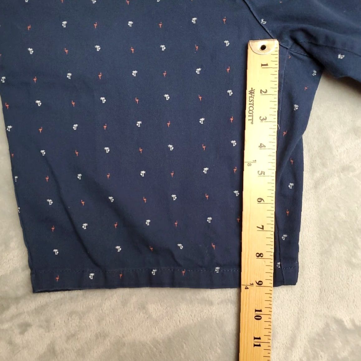 Vintage Public Record Shorts Mens32 Navy Flamingo Palm Flat Front Chino 100% Cotton Golf Size US 32 / EU 48 - 6 Thumbnail