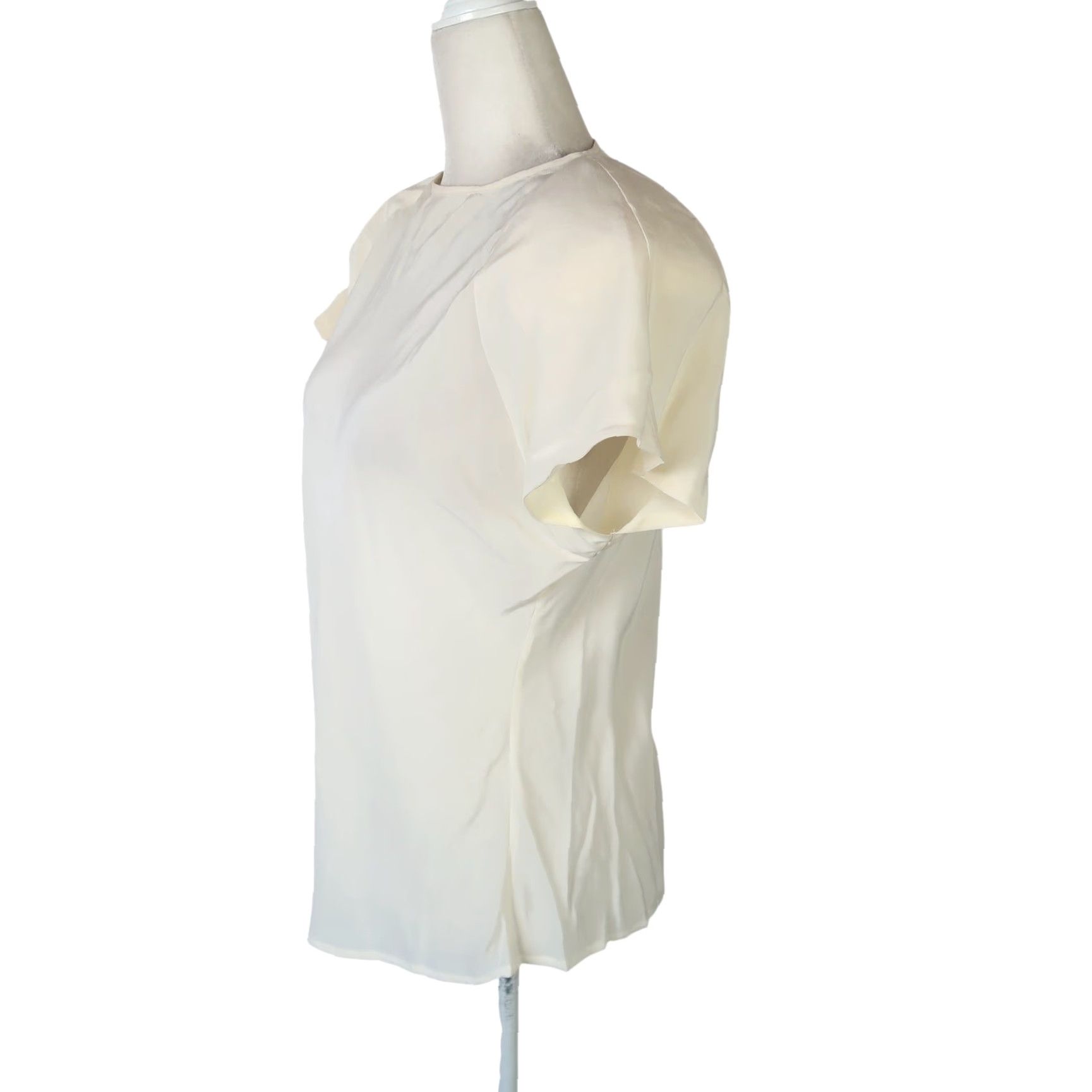 Vintage VINTAGE Clio Blouse Silk Short Sleeve Cream 100% Silk Top L Womens 80s 90s Spring Summer Secret Size L / US 10 / IT 46 - 3 Thumbnail