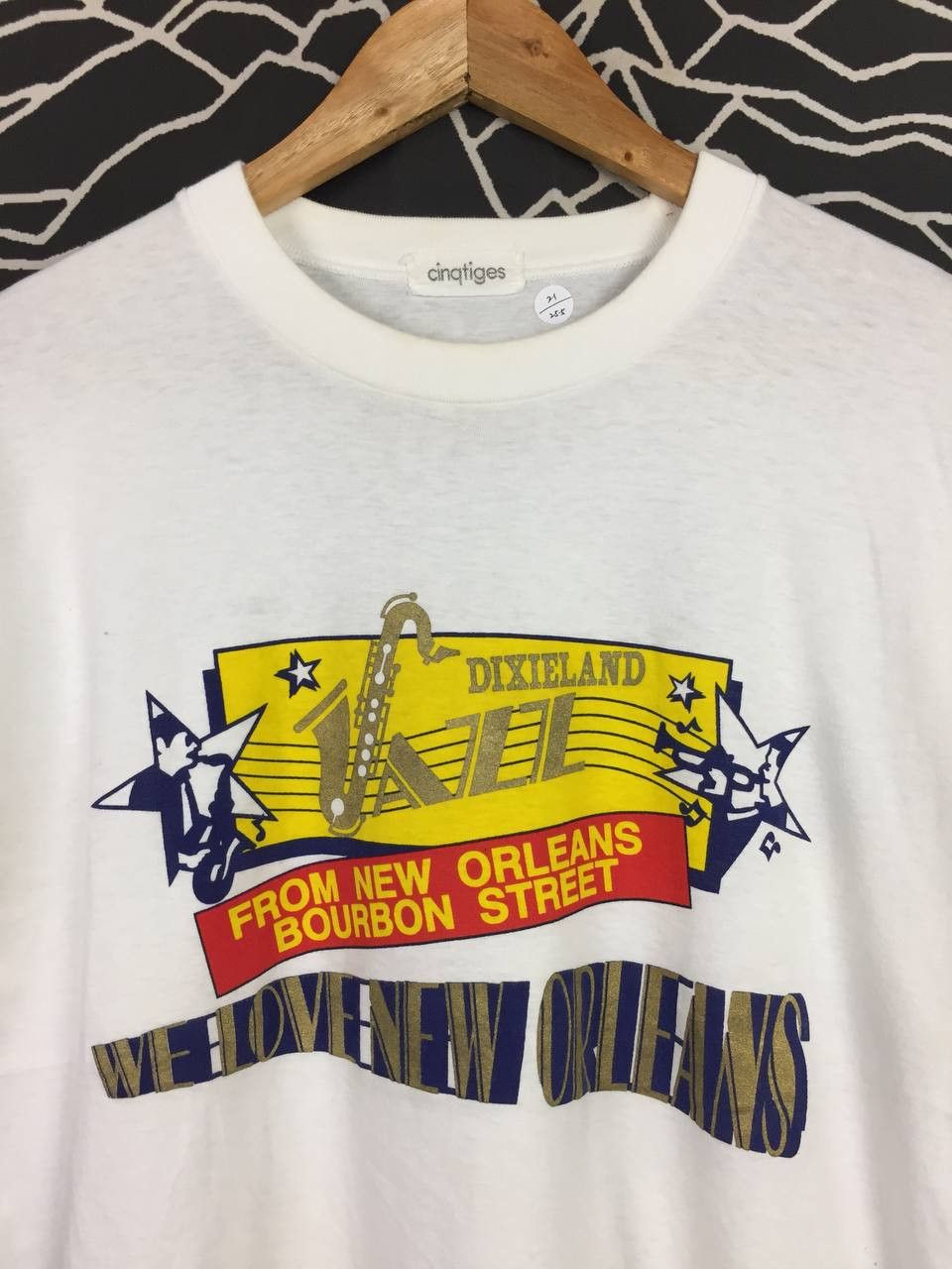 Vintage Vtg 90s Dixieland Jazz New Orleans Bourbon Street Music Tee Size US L / EU 52-54 / 3 - 3 Thumbnail