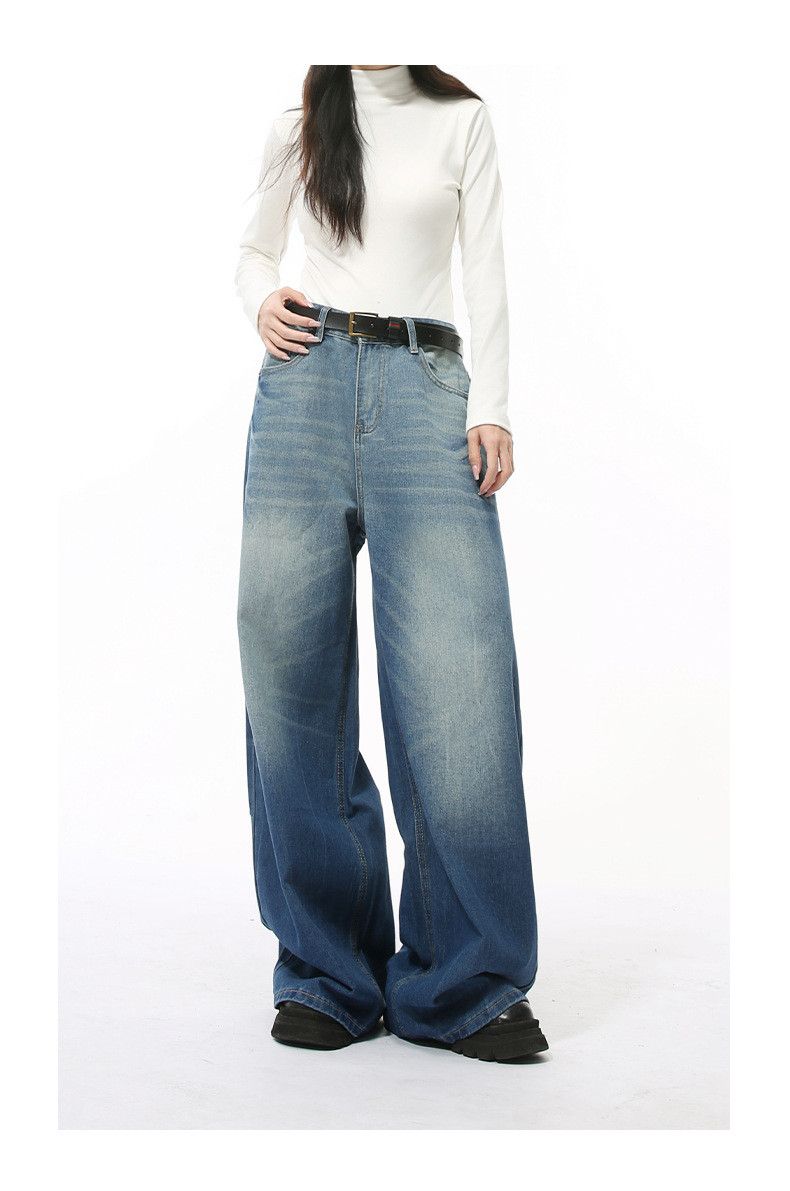 Japanese Brand × Jean Japanese lightning washed wide leg straight jeans casual Size US 32 / EU 48 - 1 Thumbnail