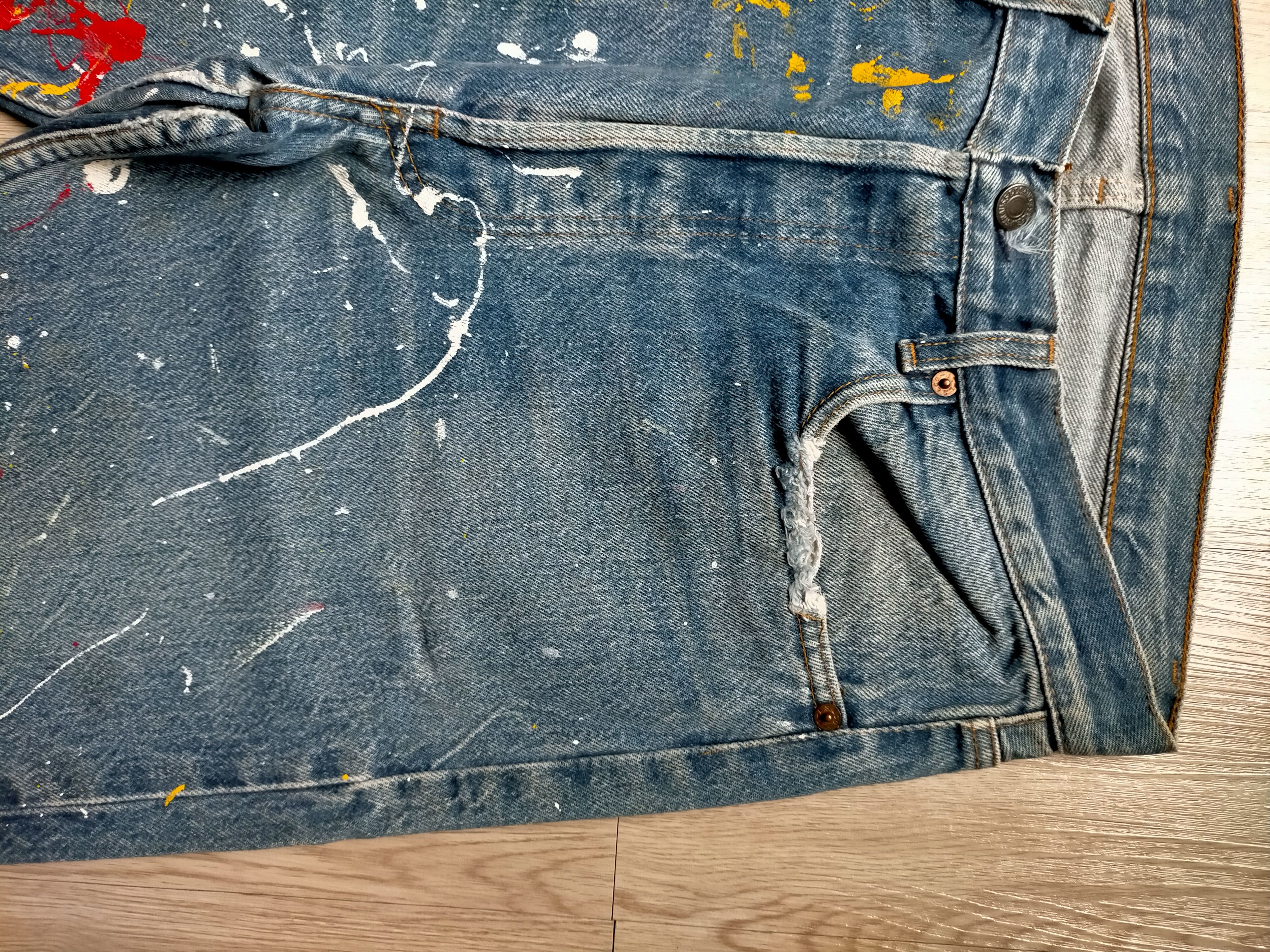 Levi's Vintage 80s Levis 501 usa Painted Denim Jeans Size US 33 - 6 Thumbnail