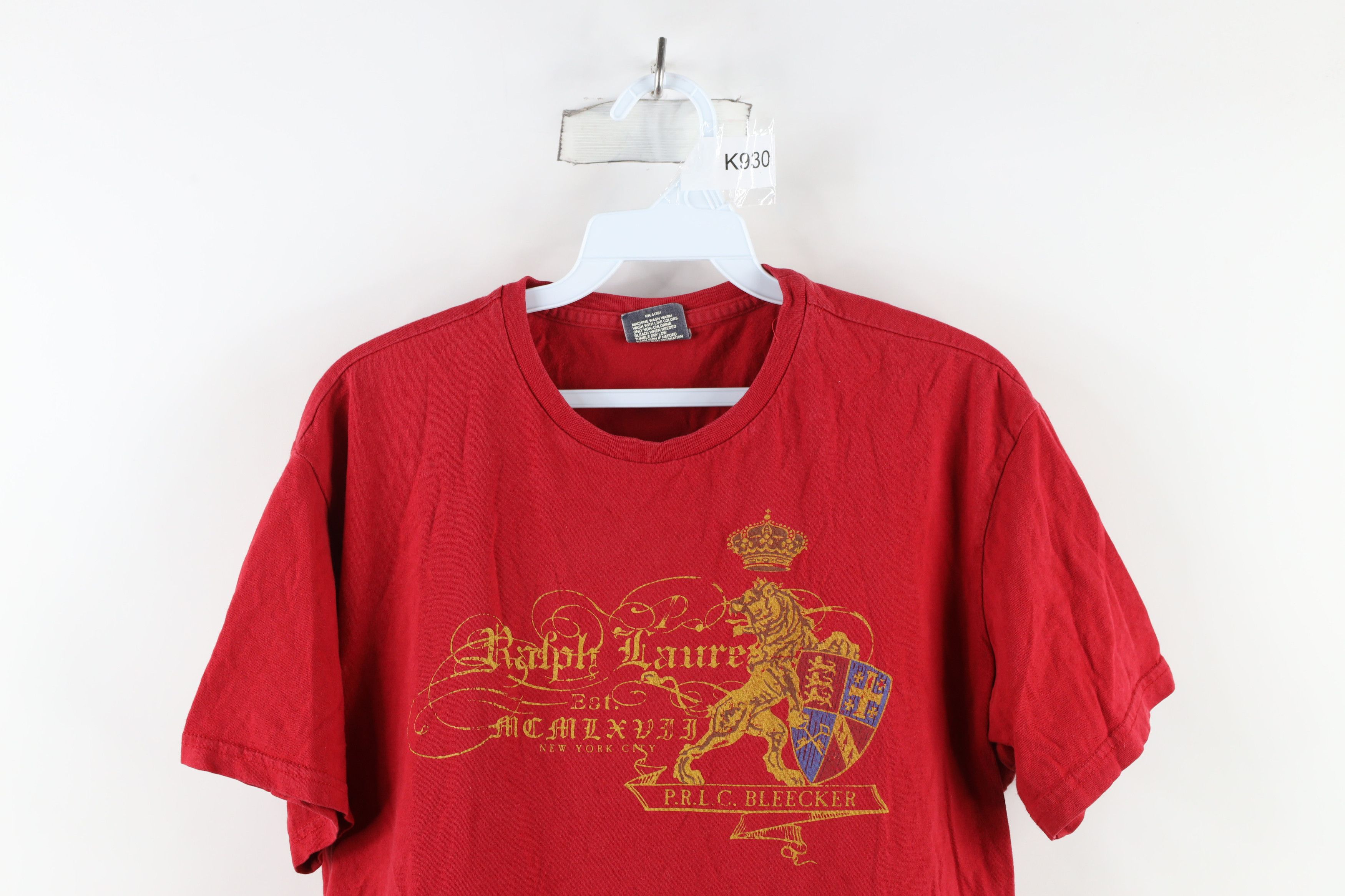 Ralph Lauren × Vintage Vintage 90s Ralph Lauren Spell Out Lion Crest T-Shirt Red Size US S / EU 44-46 / 1 - 2 Thumbnail