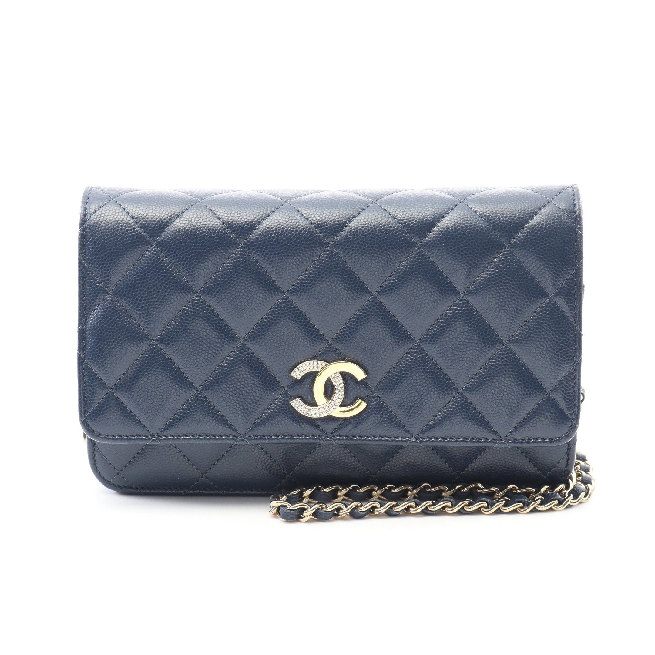 Chanel Chanel Matelasse Chain Wallet Caviar Skin Navy Gold Hardware Size ONE SIZE - 1 Thumbnail