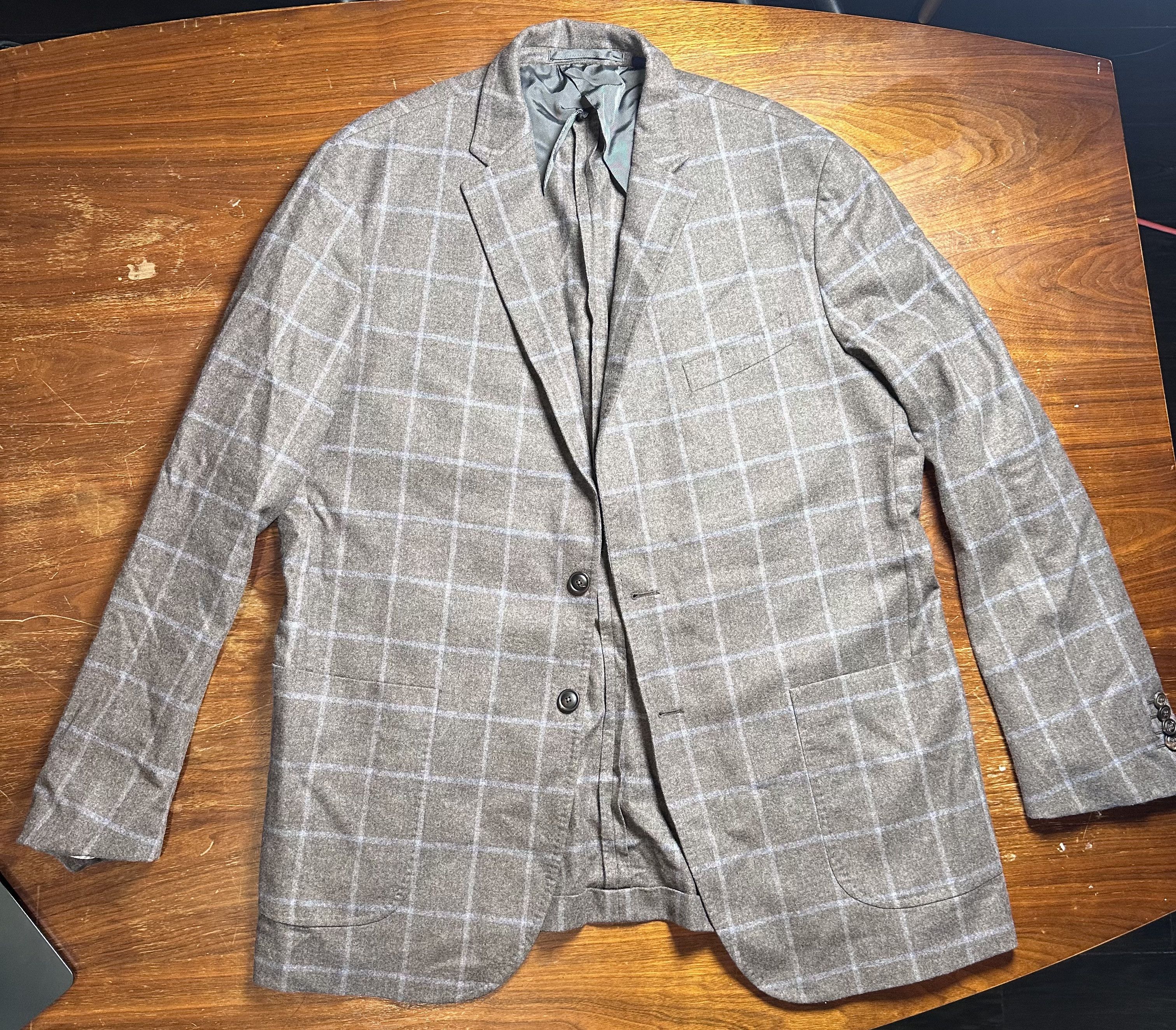 Faconnable Façonnable Windowpane Wool Blazer Sport Coat Grey Size US XL / EU 56 / 4 - 1 Thumbnail