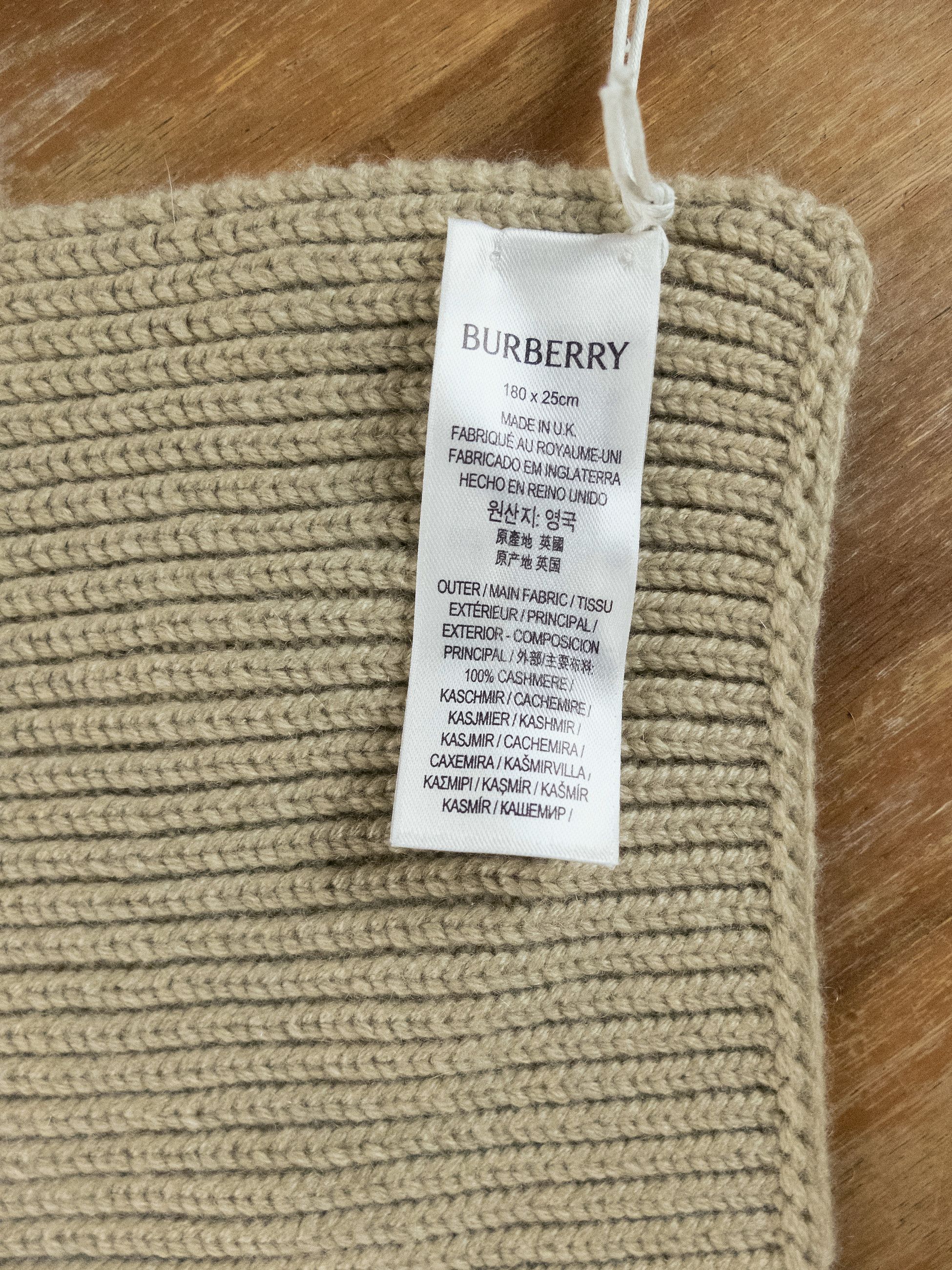 Burberry BURBERRY hunter beige knight logo embroidered cashmere scarf Size ONE SIZE - 8 Thumbnail