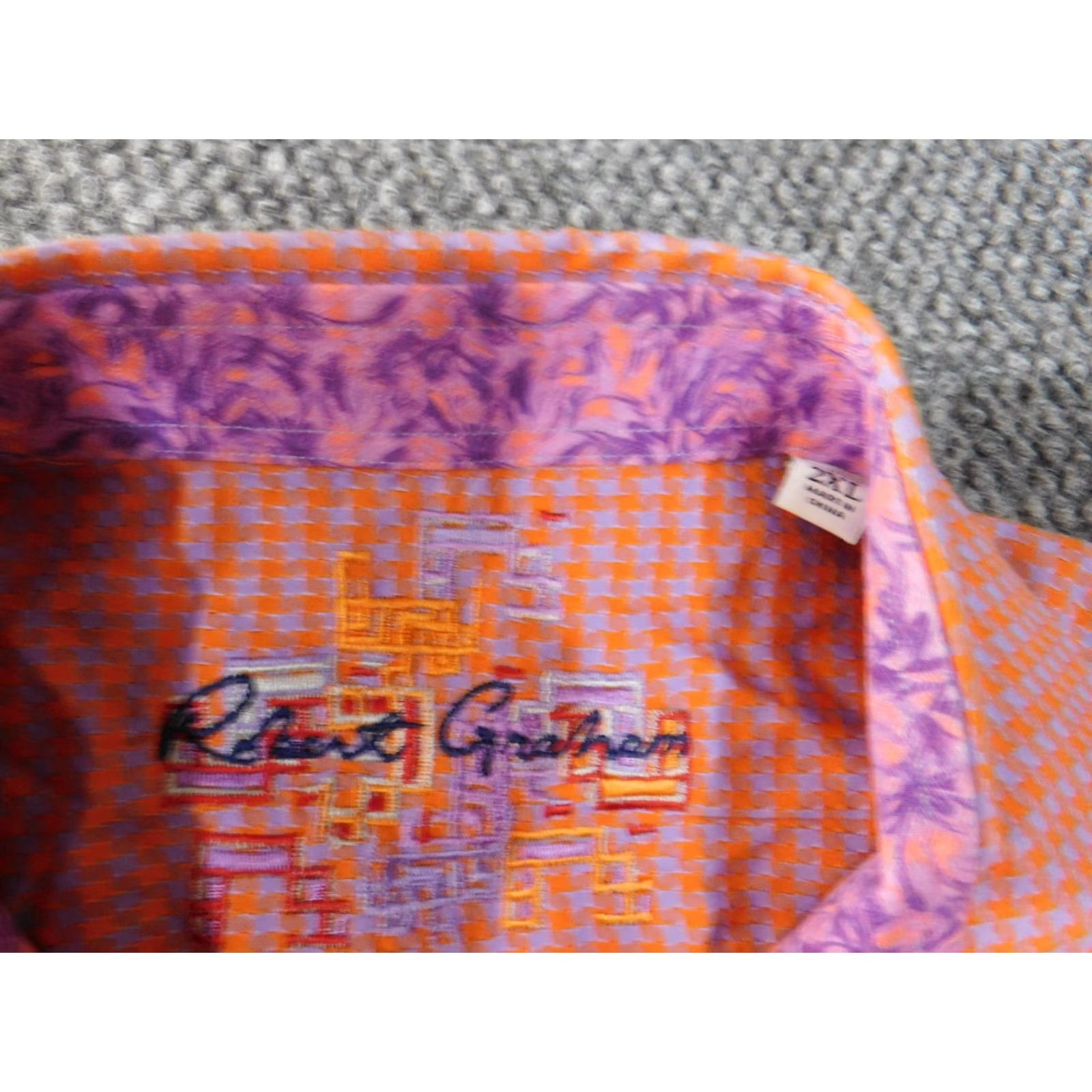 Robert Graham Robert Graham Shirt 2XL orange geometric mens retro button up cotton Size US XXL / EU 58 / 5 - 5 Thumbnail