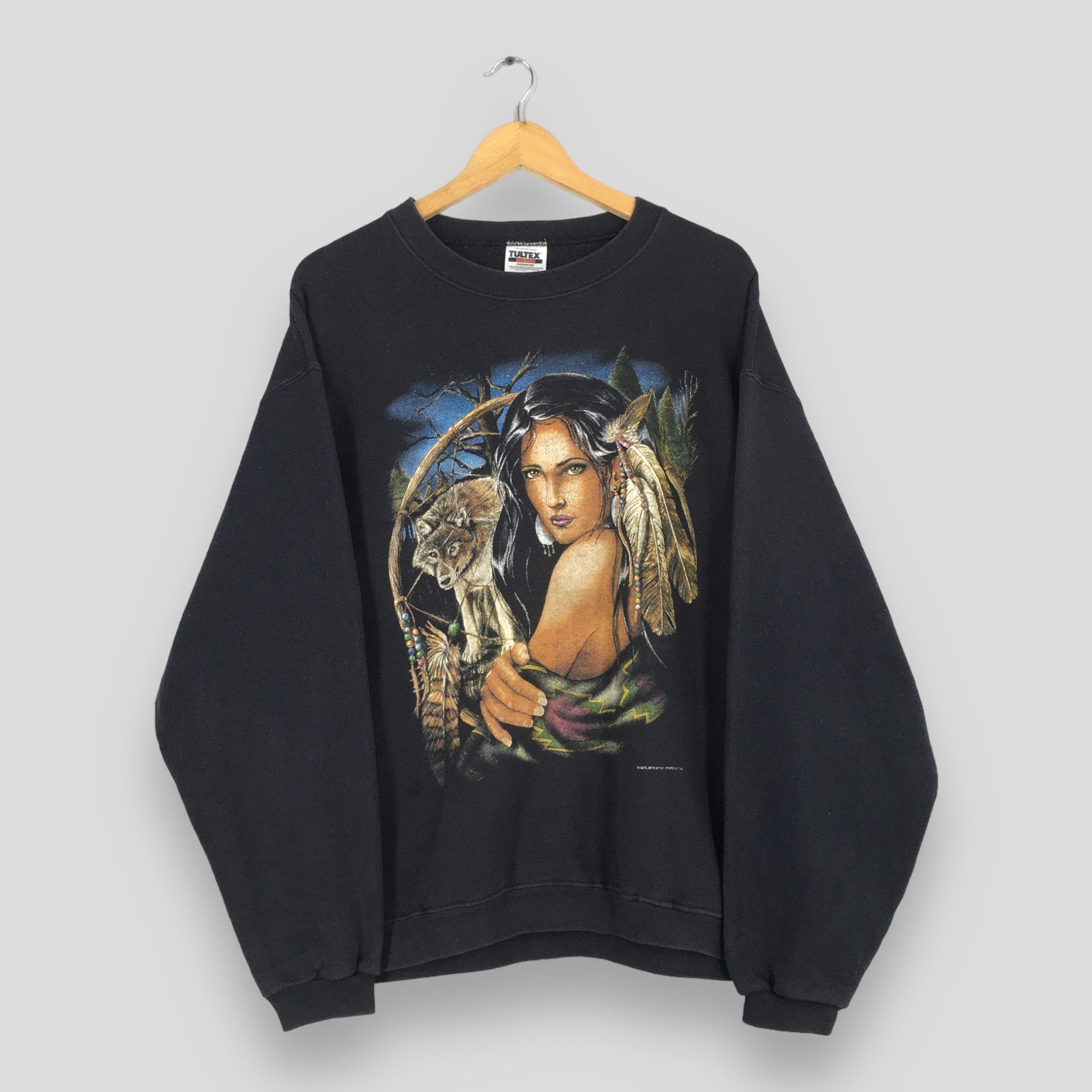 Vintage Vintage 1990s American Native Black Sweater Large Size US L / EU 52-54 / 3 - 1 Thumbnail