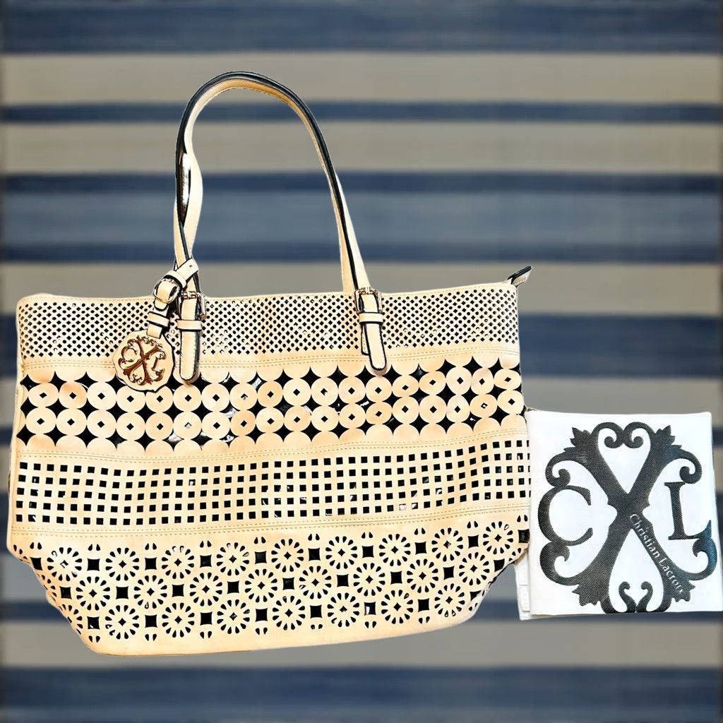Christian Lacroix VINTAGE Christian Lacroix Lasercut Brown Faux Leather Purse Tote Shoulder HandBag Women Size ONE SIZE - 1 Thumbnail