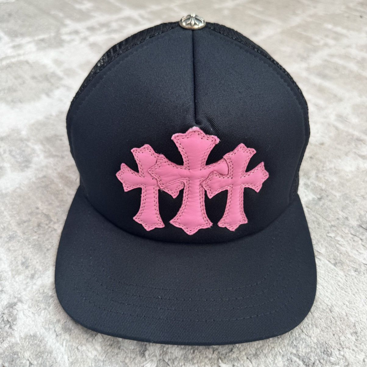 Chrome Hearts Chrome Heart Triple Leather Cross Patch Trucker Hat