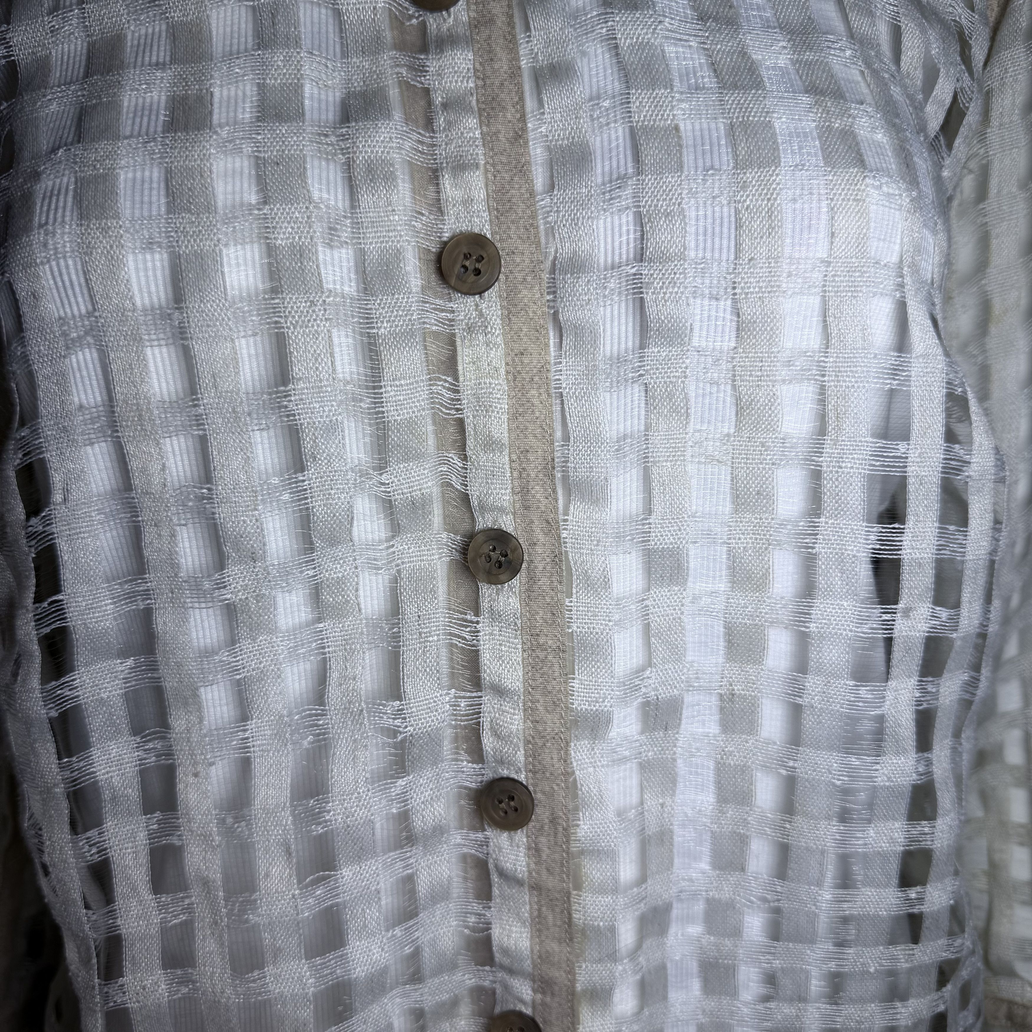 Other Vintage Off White Woven Checkered Sheer Top Size S / US 4 / IT 40 - 7 Thumbnail