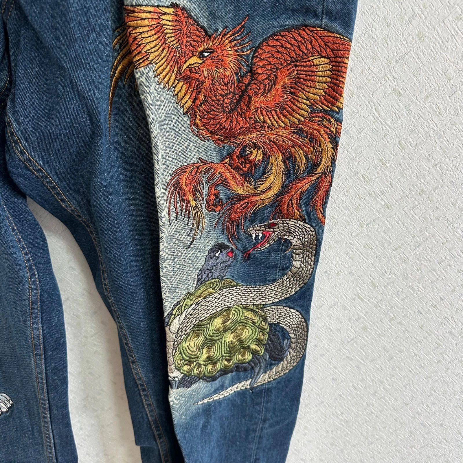 Other Bukkirabou Embroidered 4 Gods Denim Jeans Japanese Rare Size US 38 / EU 54 - 8 Thumbnail